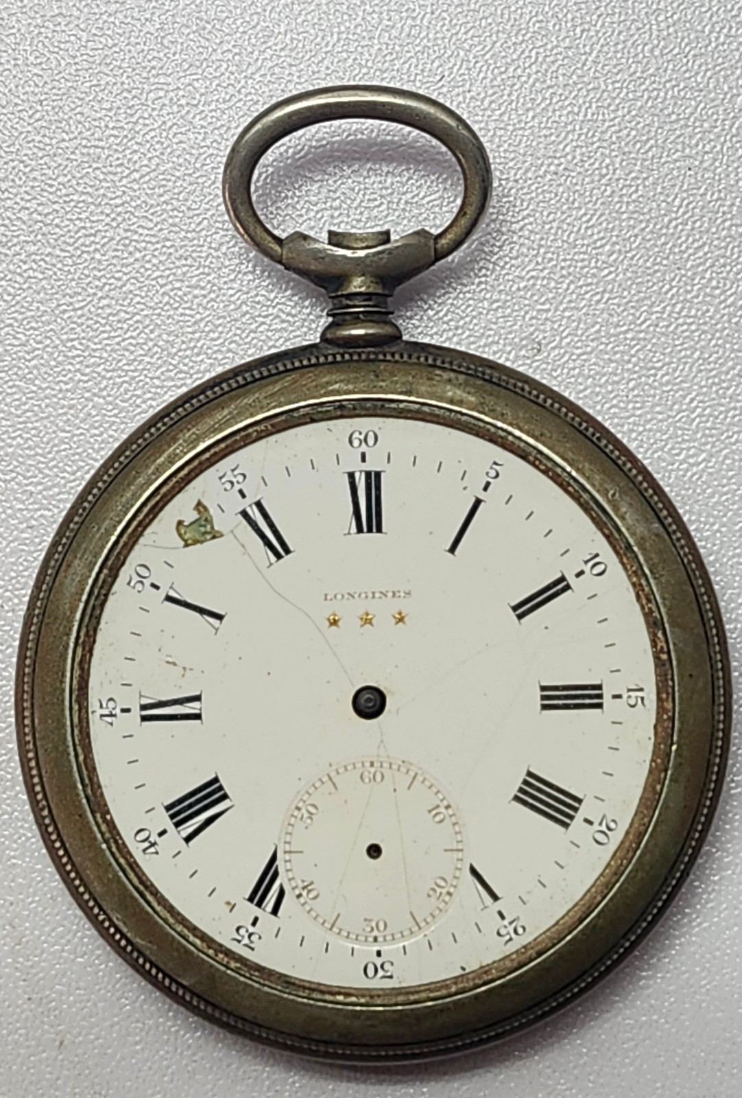 Longines Pocket Watch 19.75N Movement 3-Star Dial – For Parts/Repair