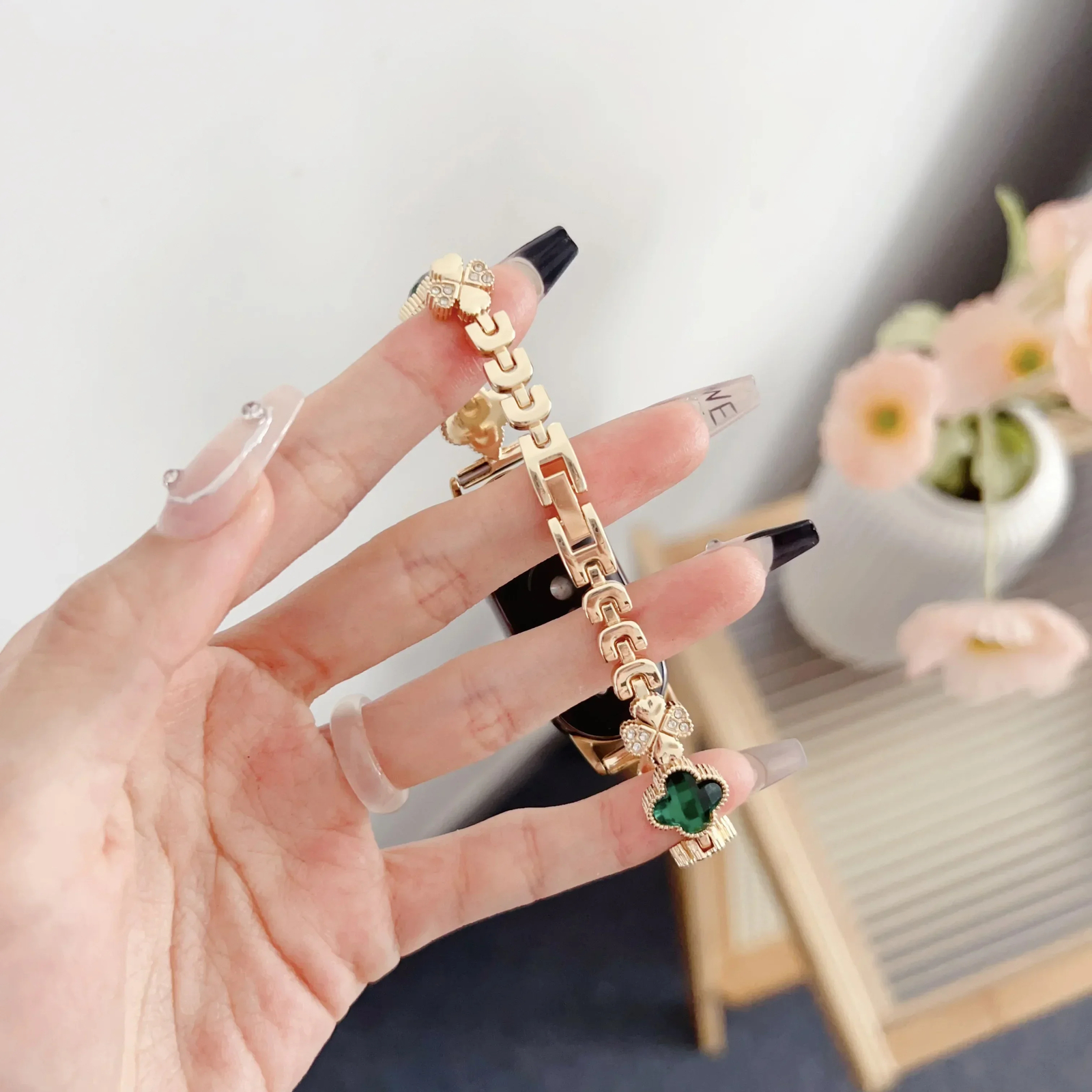 Gem Clover Diamond Metal Bracelet For Xiaomi Mi9 9 8 Pro Band Strap Replacement