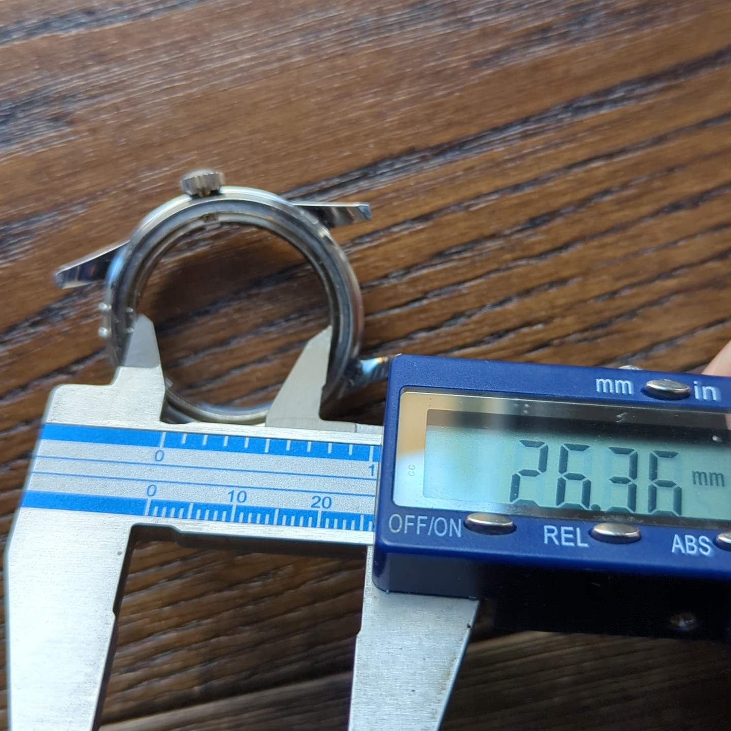 Swiss FHF 73 Ajustor Watch Case, 35mm, All Steel New Old Stock Parts (WT)