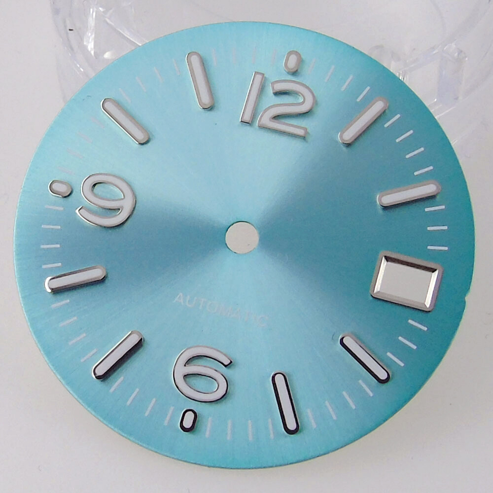 29mm Blue/Black/White Sunburst Dial For NH35A NH36 Silver Edge Hands Watch Parts