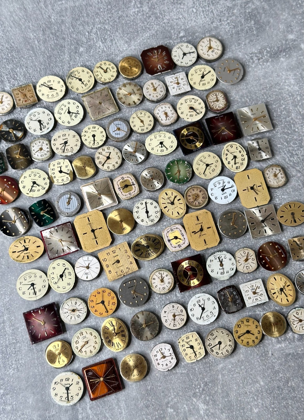 Lot 100vintage ladies watch movements 16×13 mm Zarja Steampunk Art or repair DIY