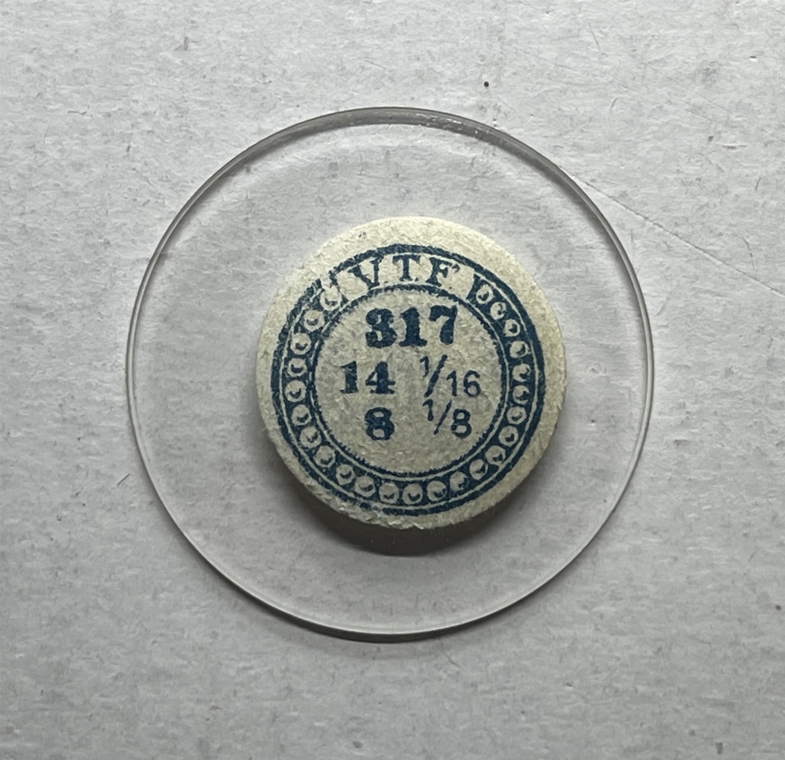 Antique VTF France Mineral Open Face Glass Watch Dial Crystal 317 31.7mm Dia