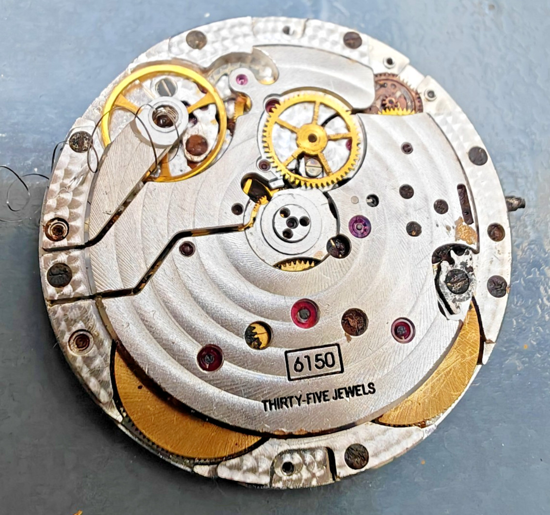Zenith 6150 MOVEMENT INCOMPLETE damaged movement for parts repair project