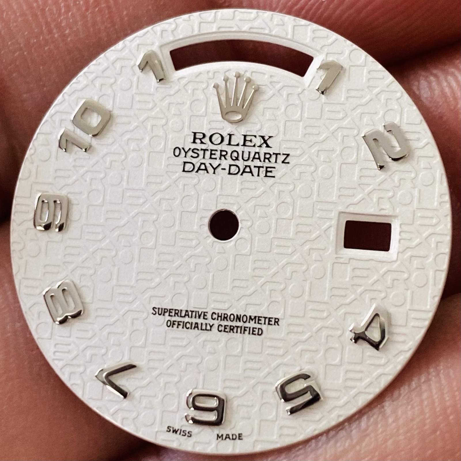 Rolex Computer White Dial For Day-Date Oysterquartz White Gold 36m Model 19019