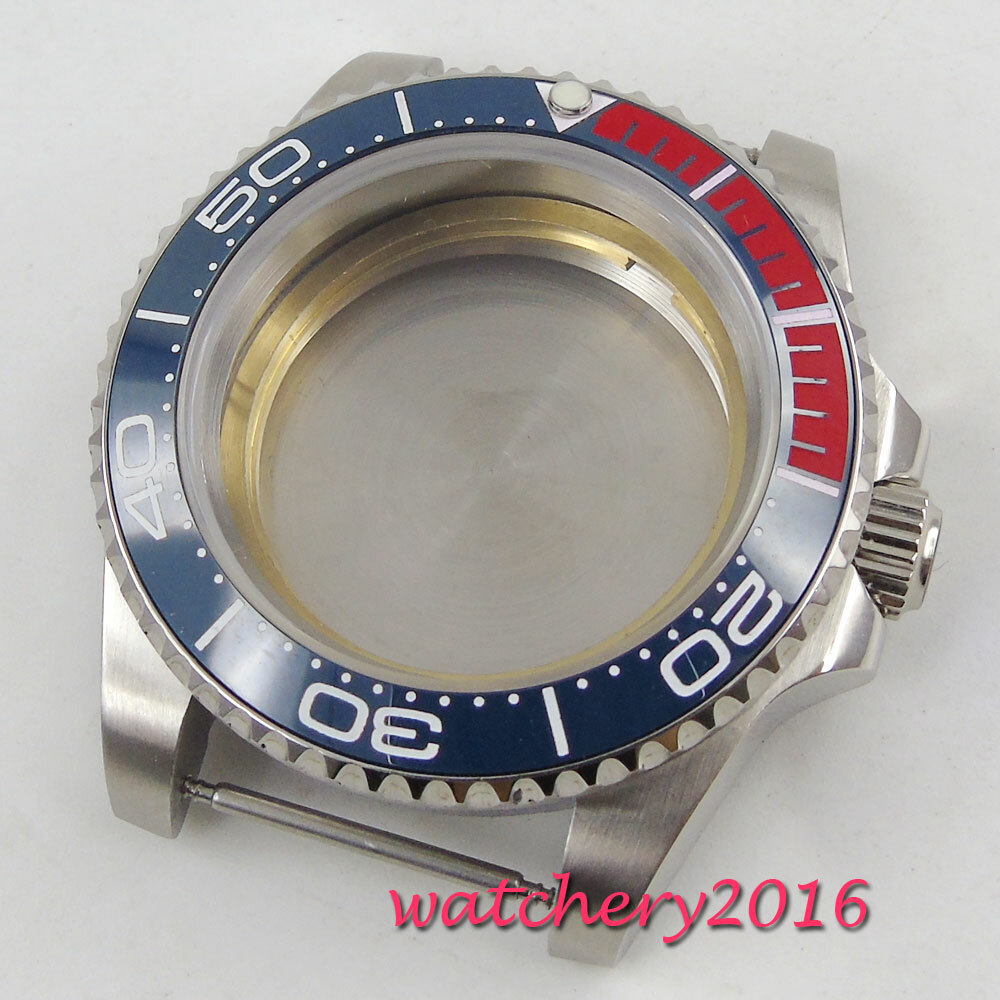 40mm Watch Case Fit Miyota8215 DG2813 ETA2836 Sapphire Crystal Ceramic Bezel