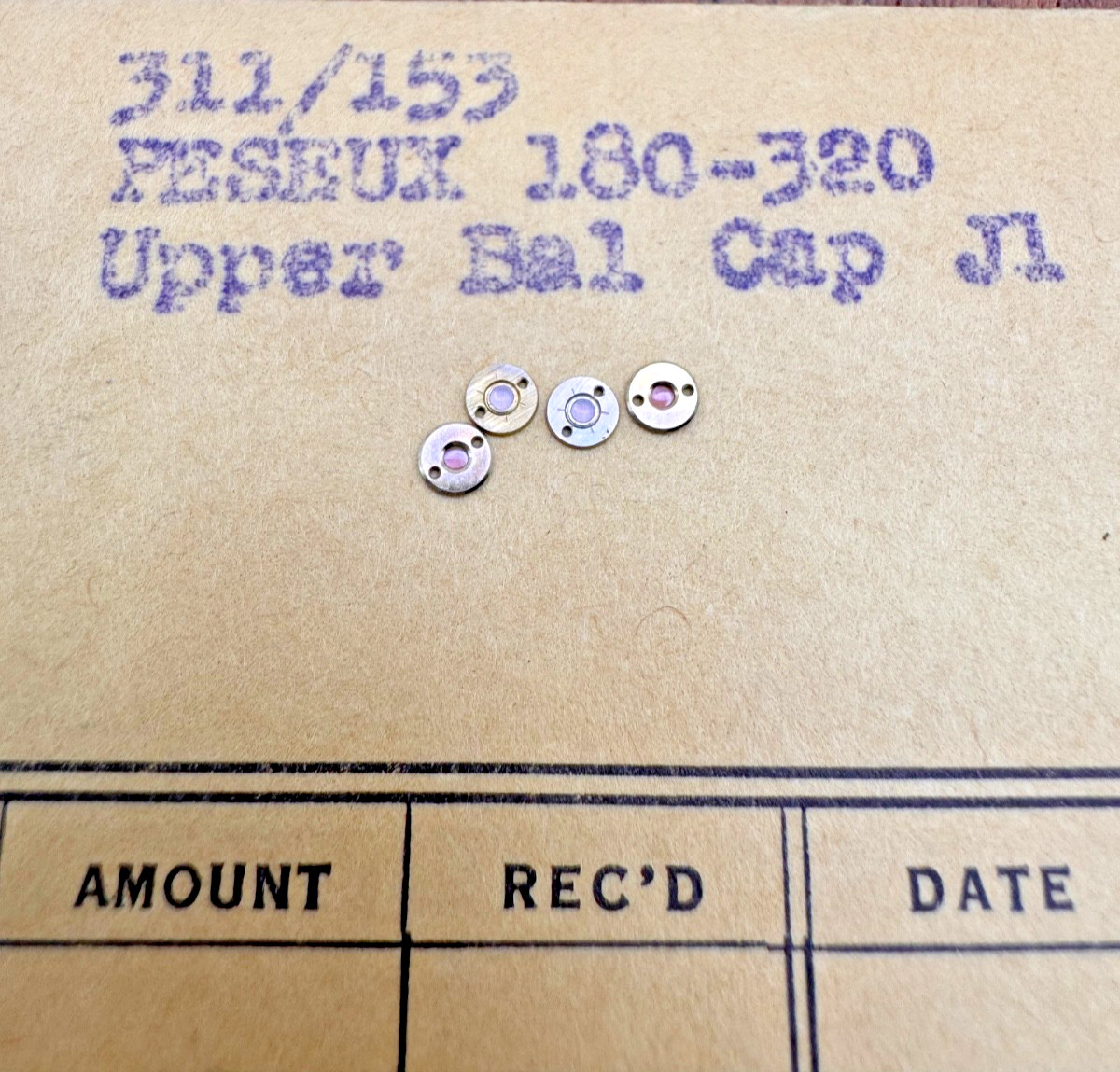 Peseux 180 -320 upper balance cap jewels LOT X 4 – 311/153
