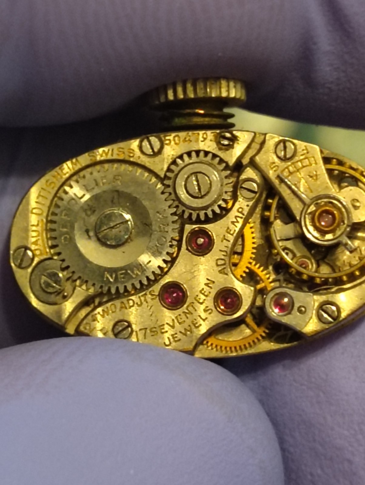 Vintage Paul Ditisheim Depollier New York Watch Movement For Parts. Untested