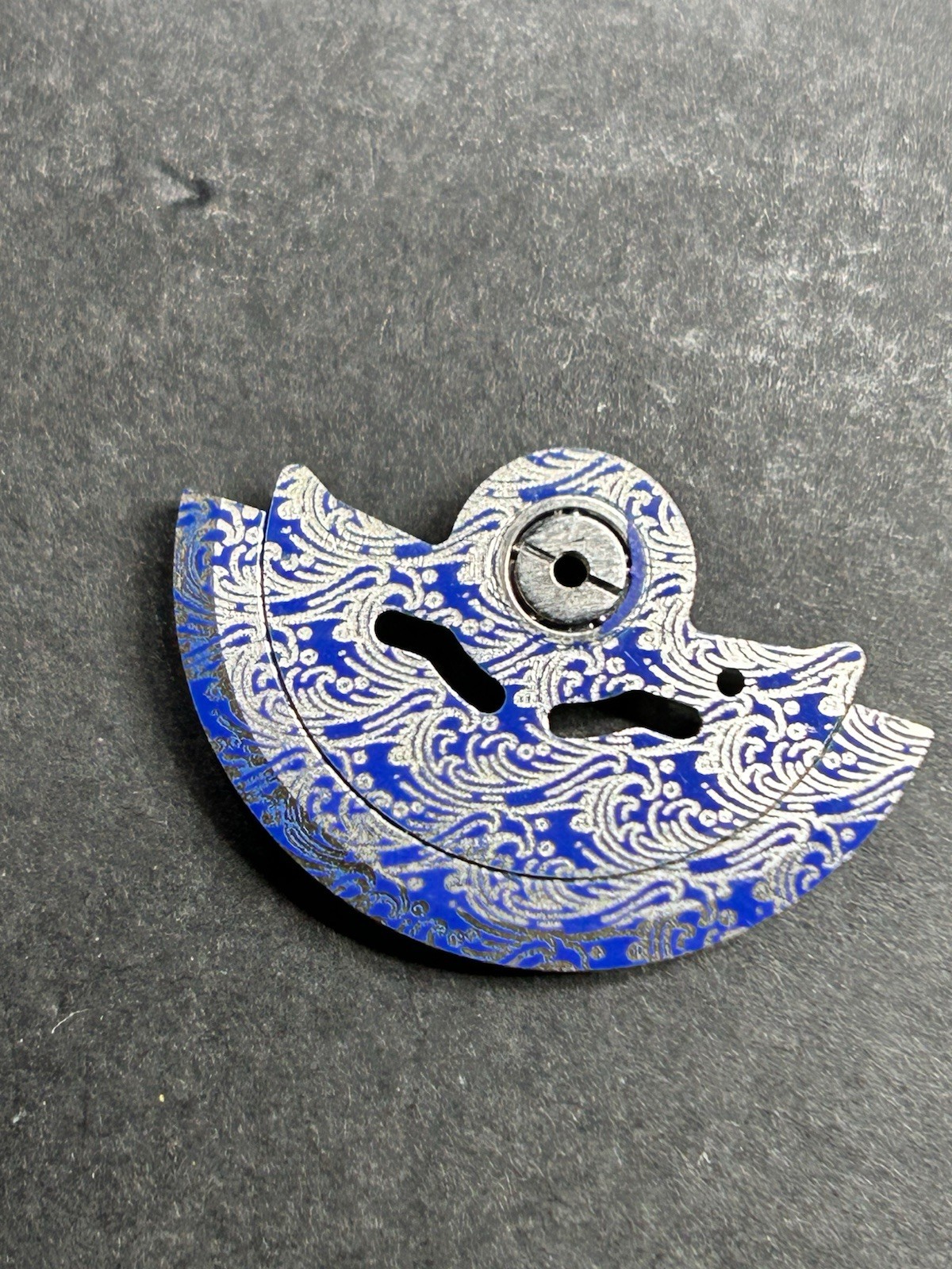 CUSTOM ENGRAVED BLUE WAVES PATTERN NH35 WATCH ROTOR OSCILLATING WEIGHT