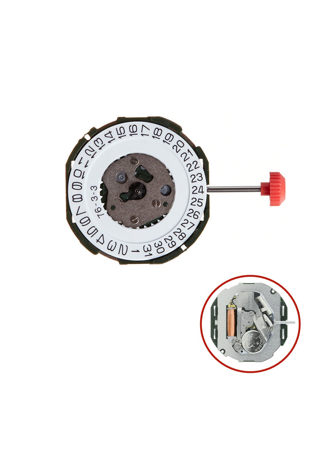23.3mm 3-Hand Calendar At 3 Quartz Watch Movement with Battery For Miyota 2115