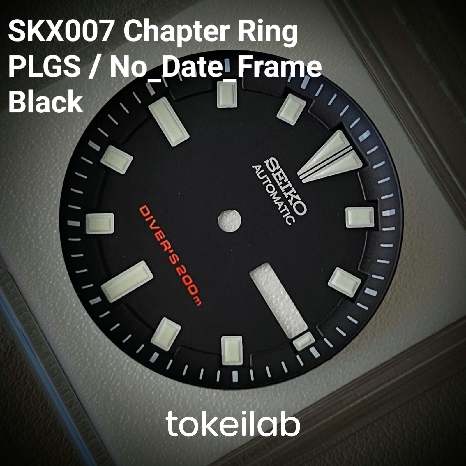 Chapter Ring SKX007 PLGS Style / No Date Frame / Black / SEIKO MOD NH35 NH36 SKX