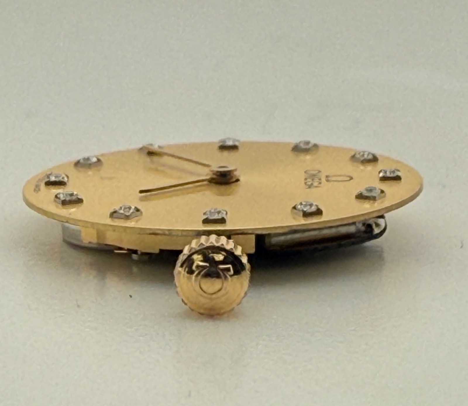 Omega Vintage Gold Tone Diamond Dial Quartz Watch movement works