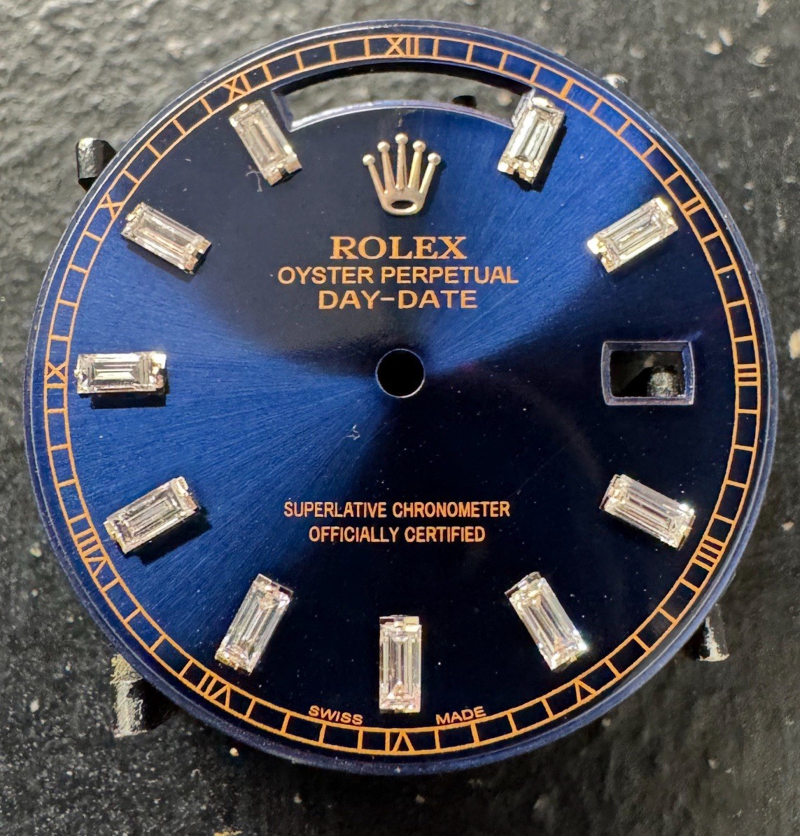 Rolex Day Date 40mm Watch Custom Blue Baguette Diamond Dial For 228235 228345