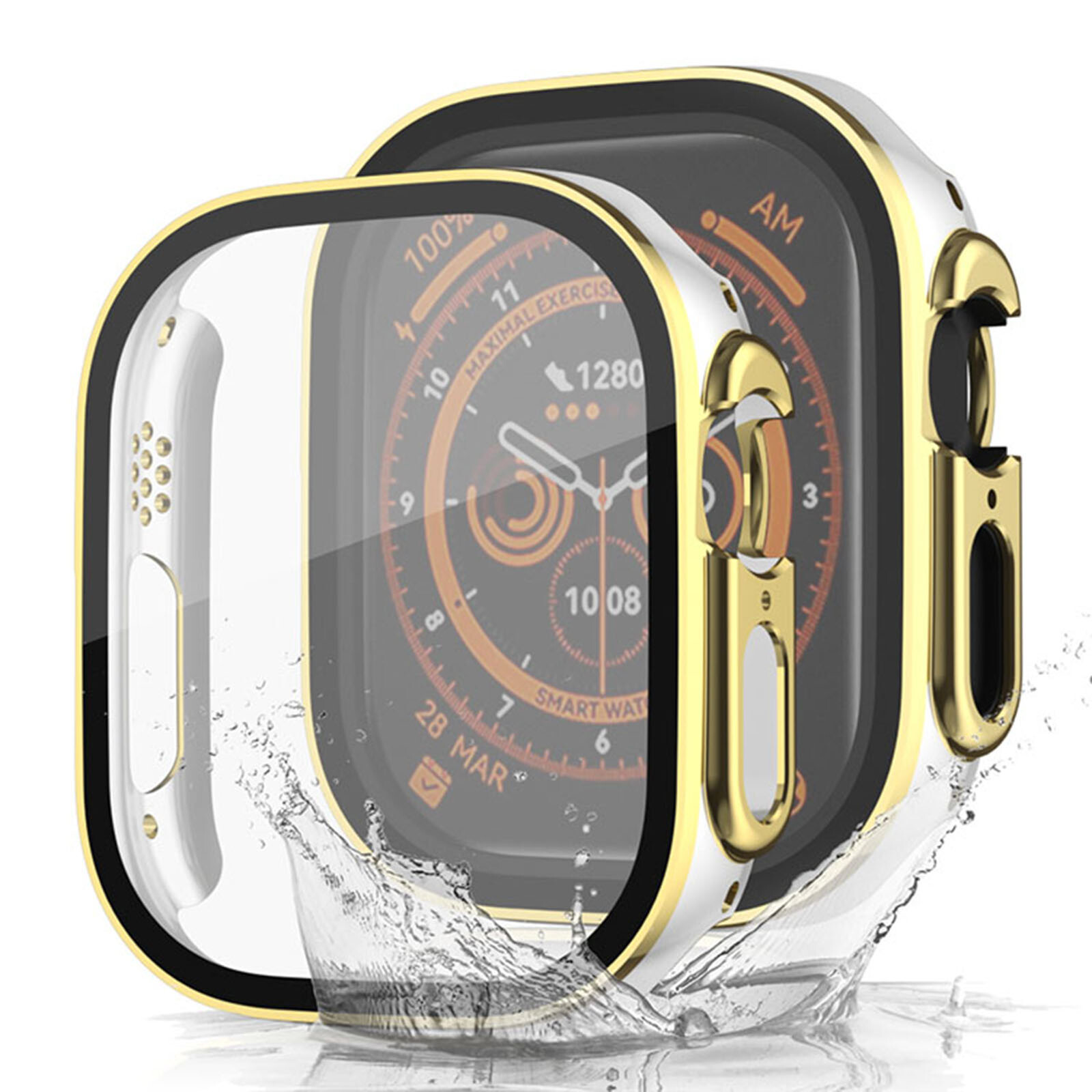 49MM PC+Tempered Glass Integrated Waterproof Watch Case for iWatch Ultra 2/Ultra