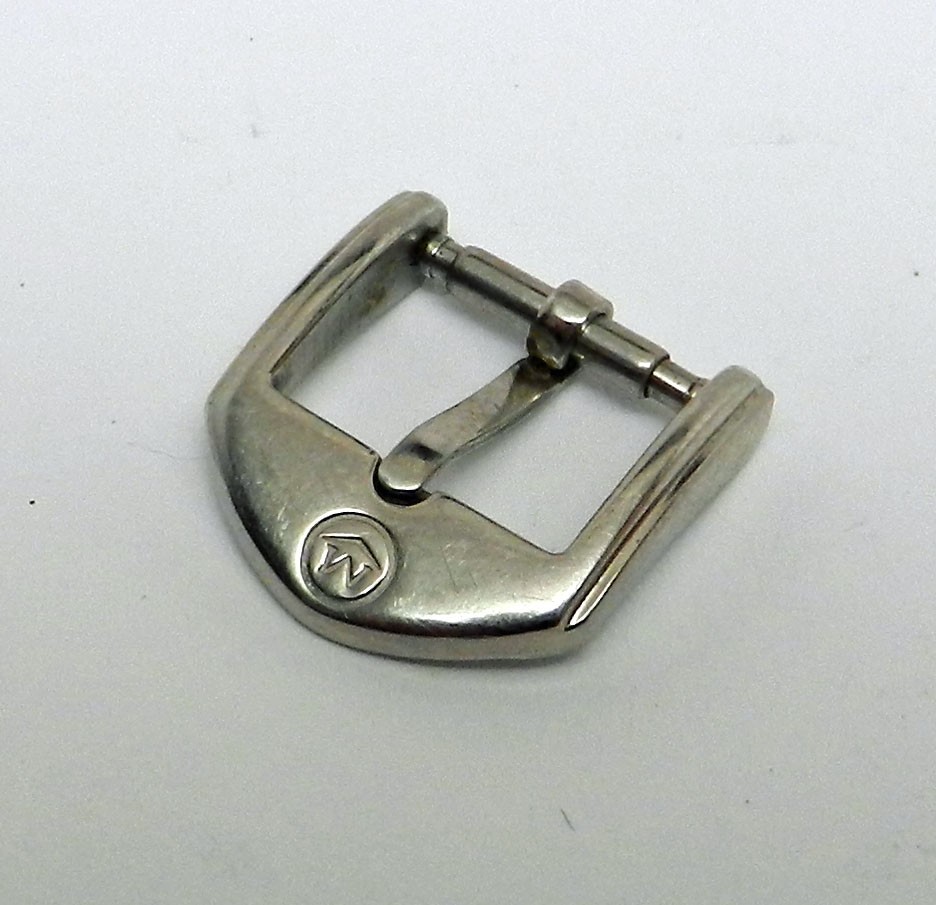 Original Swiss Movado 12mm Stainless Steel Silver Tone Watch Buckle With M Logo