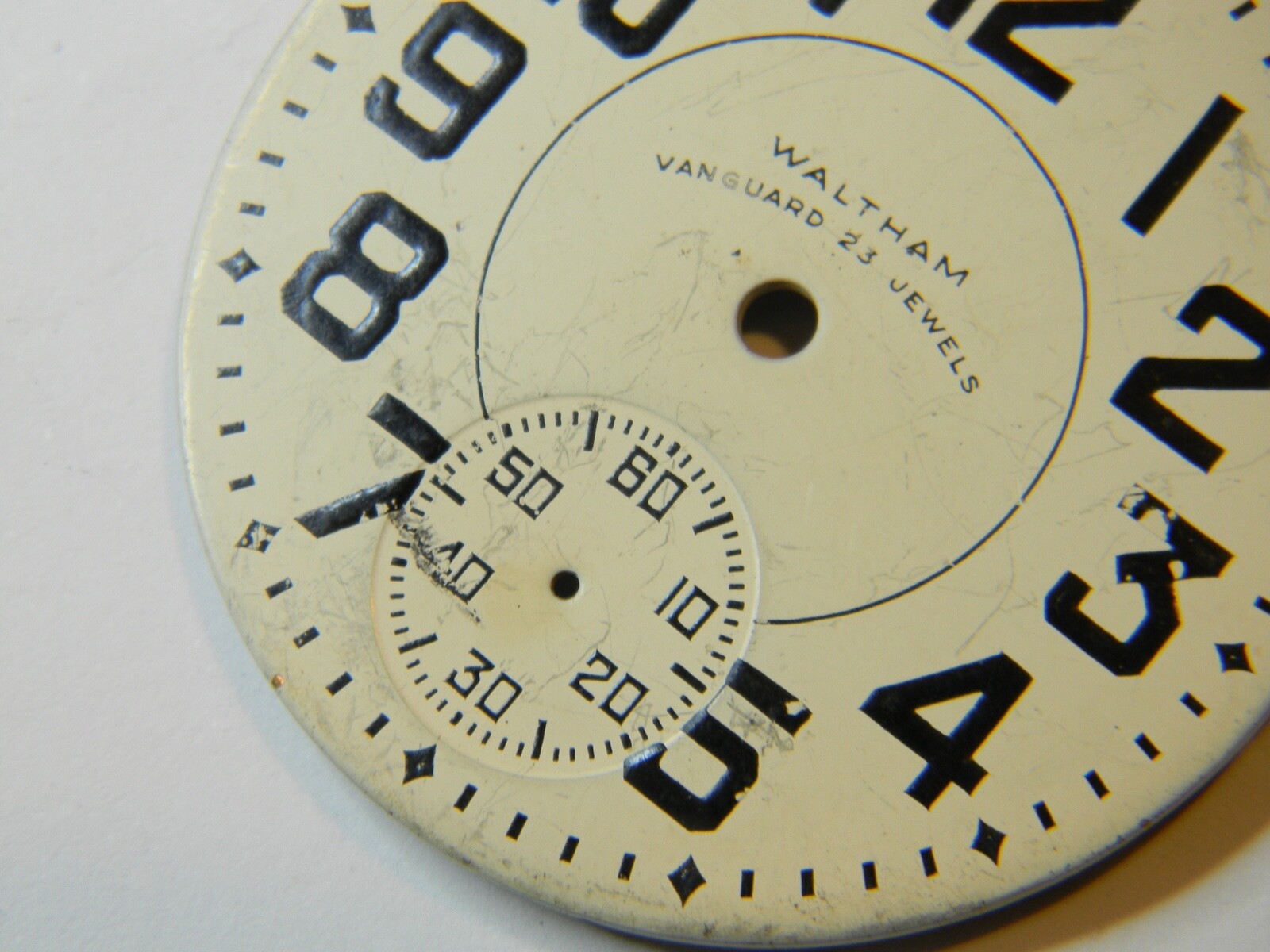 VINTAGE WALTHAM VANGUARD 23J POCKET WATCH DIAL – 42.4mm DIAMETER