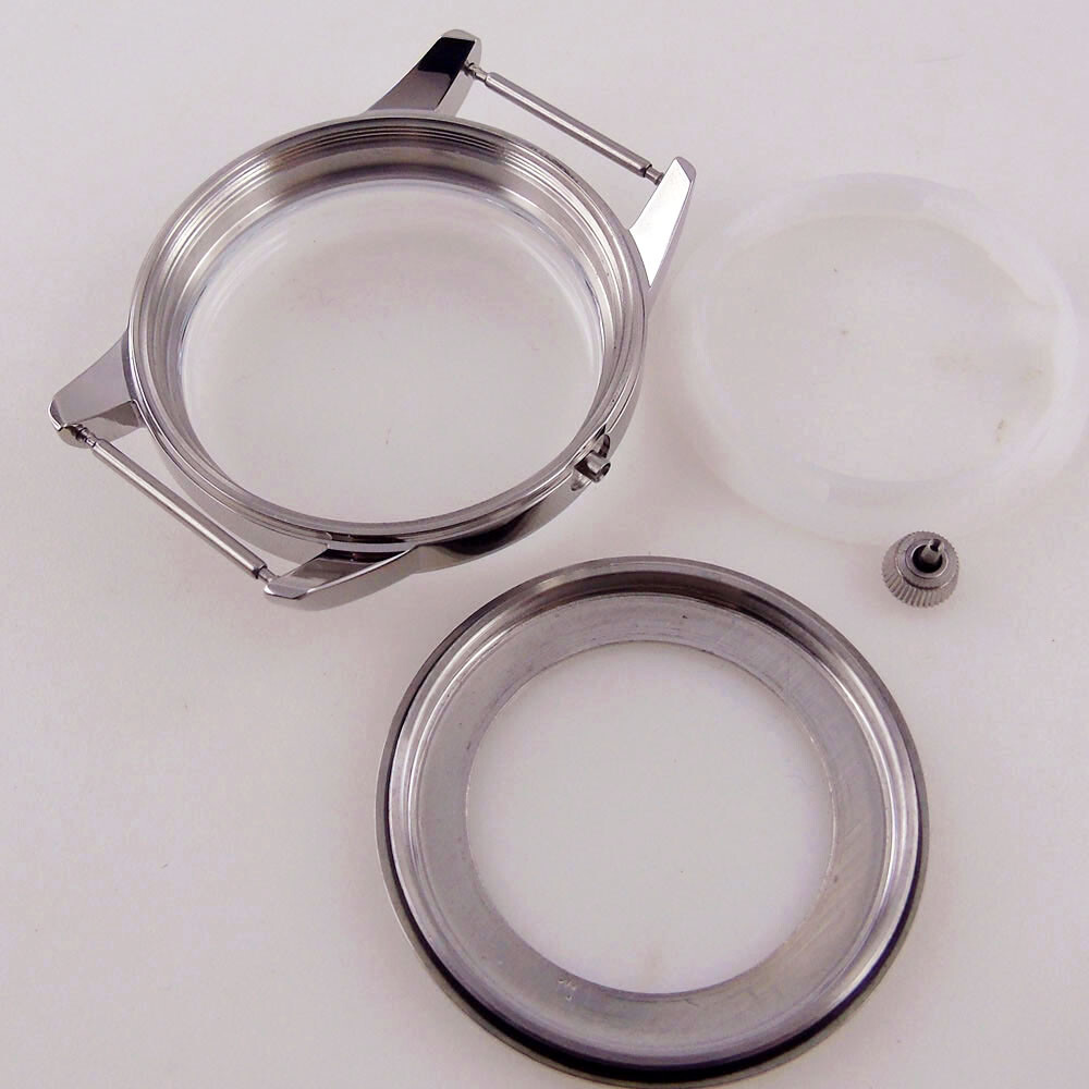 40mm Stainless Steel Bow glass Watch Case Fit NH38A Aviator Rose golden case