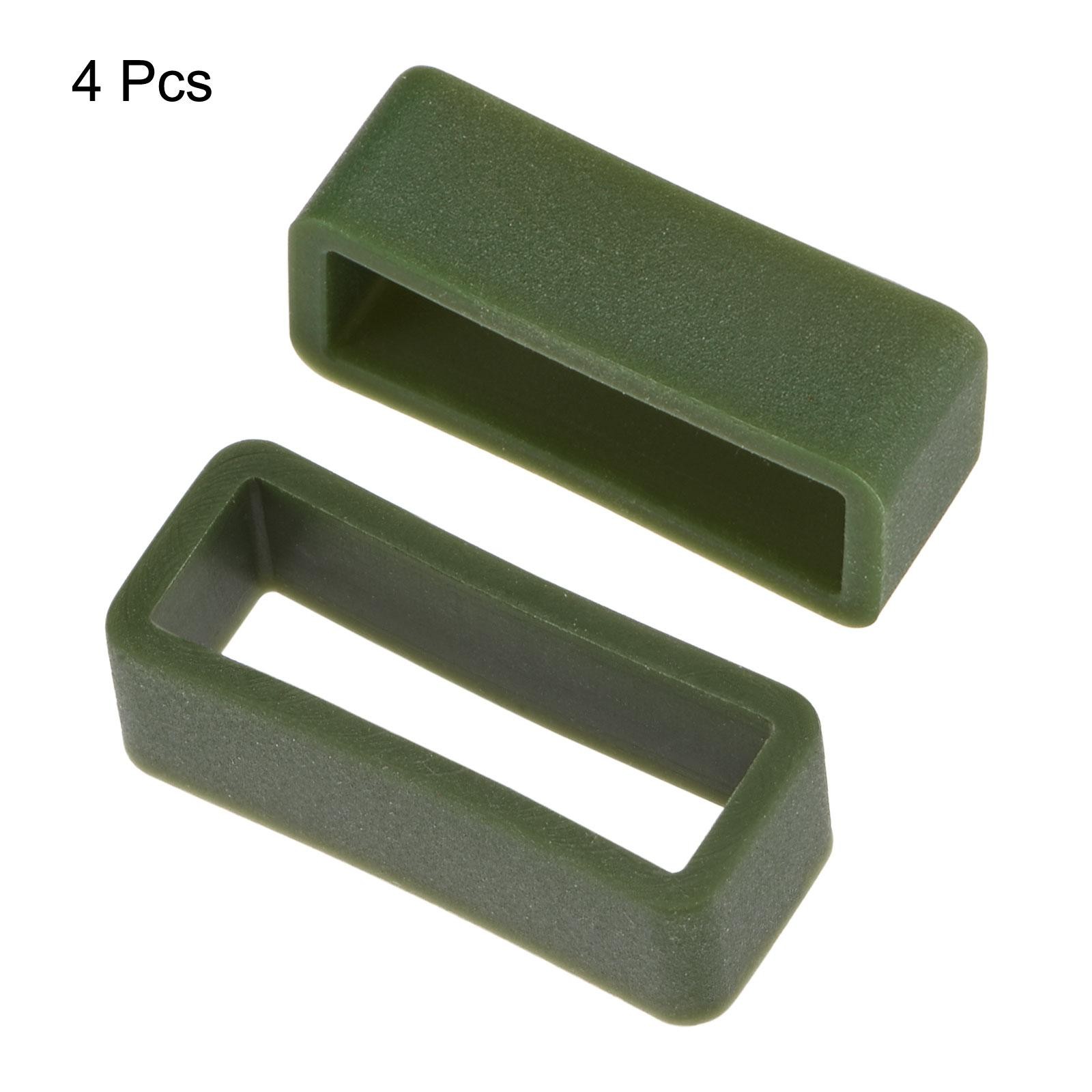 Watch Band Strap Loops Silicone for 20mm Width Watch Band, Dark Green 4 Pcs