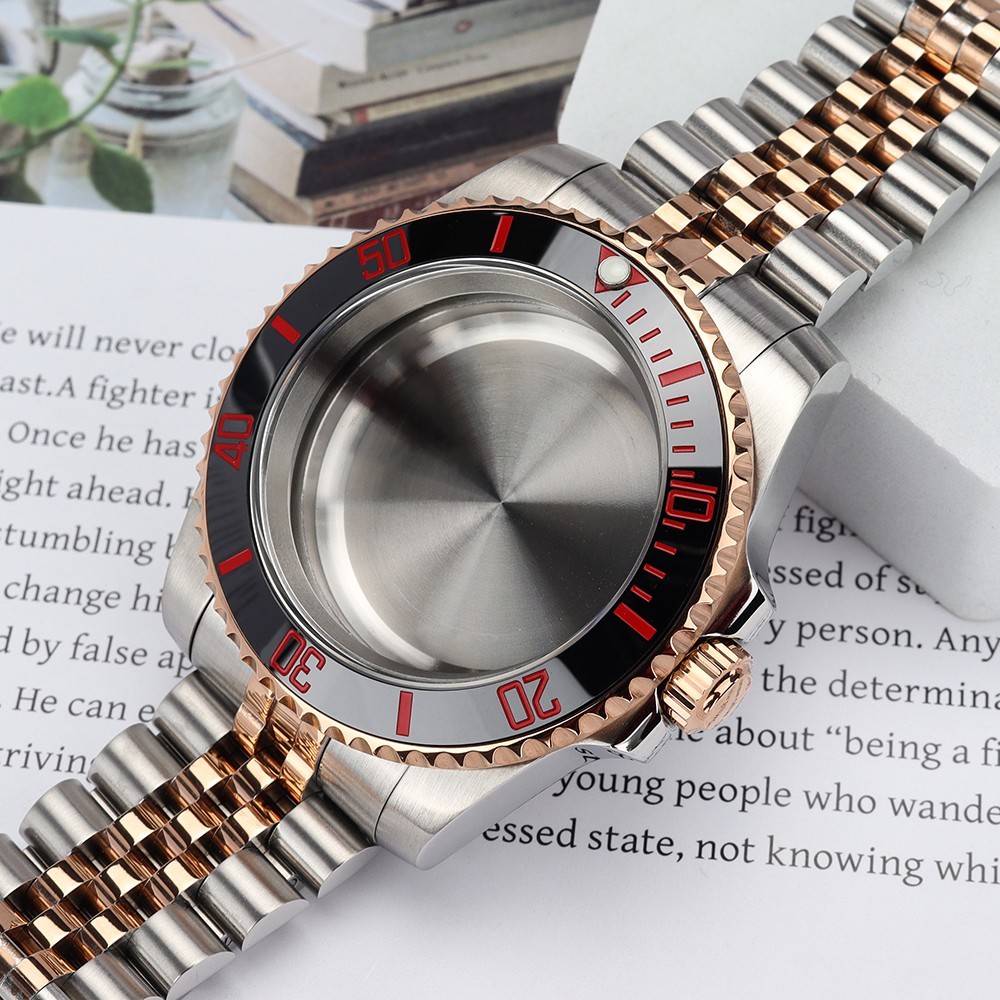 40mm GMT Oyster Perpetual Watch Cases Band Silver Rose Gold For Seiko NH35 NH38