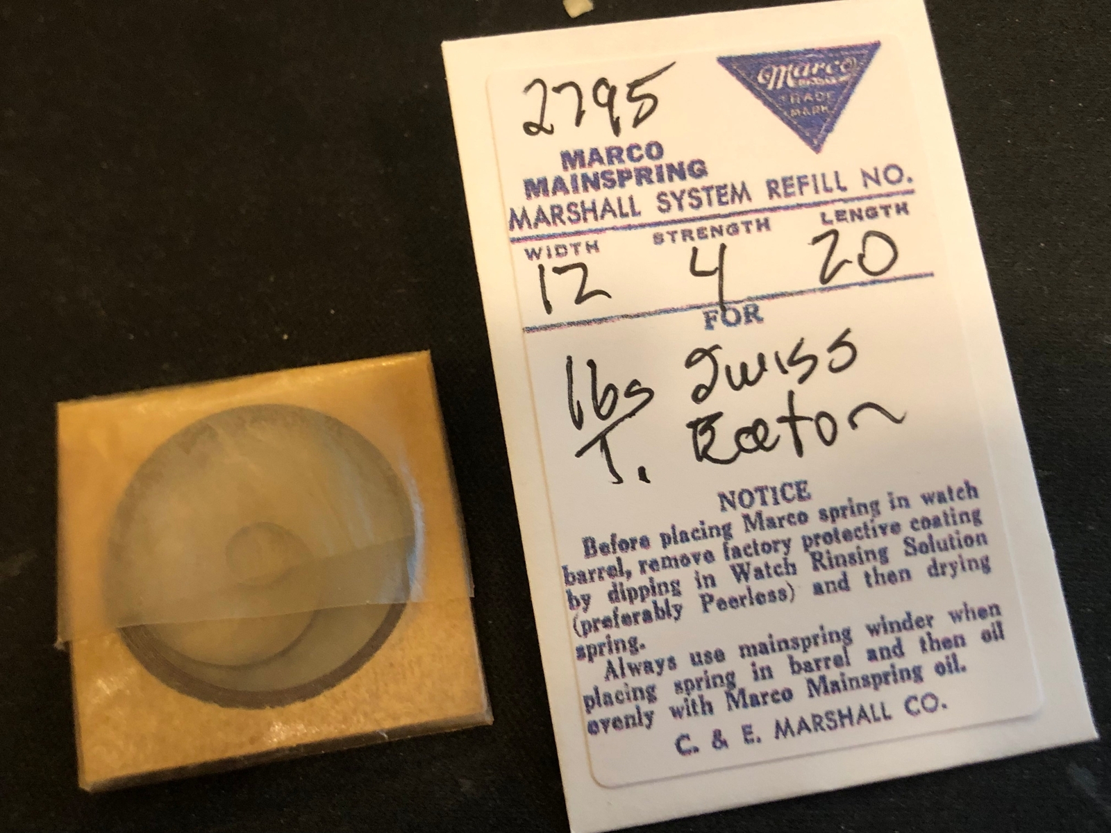 Marco Mainspring #2795 for 16s T. Eaton (Gallet) movements – Steel