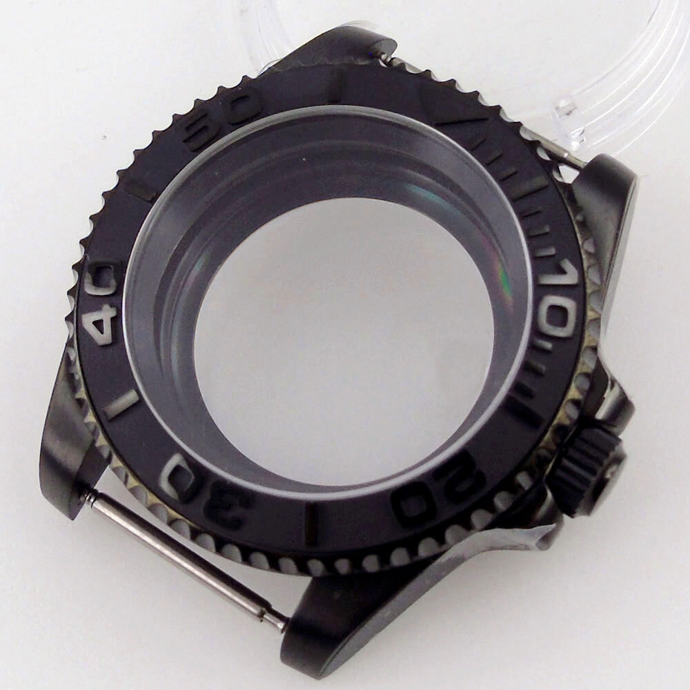 40mm Black PVD Ceramic Bezel Sapphire Watch Case Fit NH35 NH36 2824 Miyota 8215