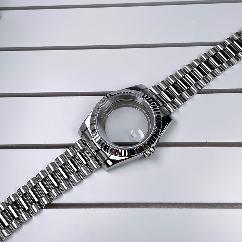 39mm NH35 Case DJ Bezel President Bracelet Sapphire Glass For NH35 NH36 Movement