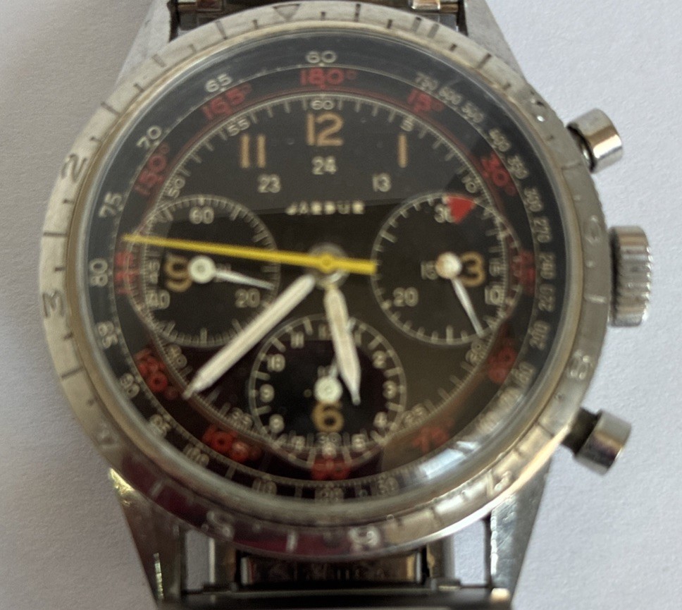 COLLECTOR ALERT! Ultra Rare 1939 Jardur Bezelmeter 960 MILITARY WWII Chronograph