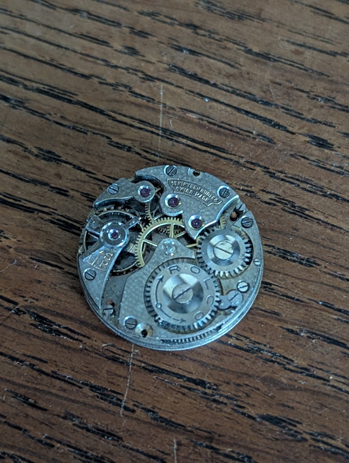 Rolco (Rolex) Watch Movement/Dial/Hands for Repair, Broken Balance, 23.6mm #S653