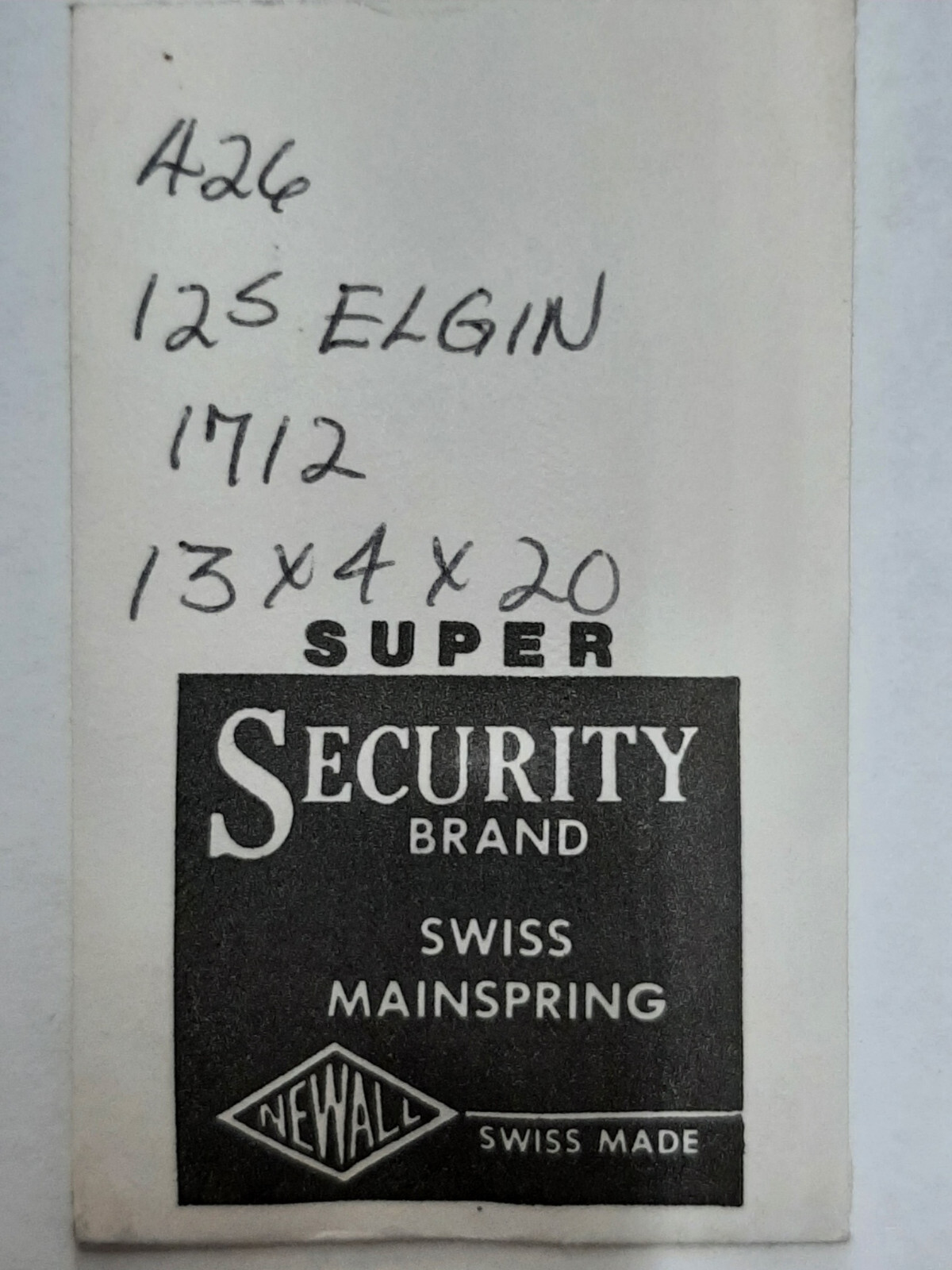 Elgin 12s white alloy mainspring