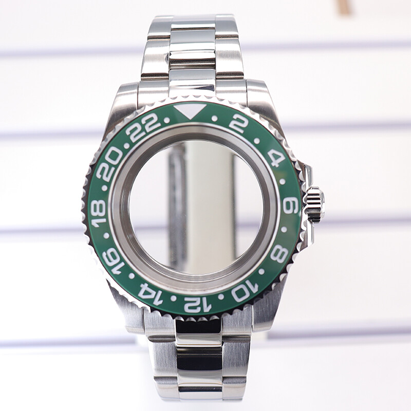 40mm Watch Case+Strap GMT Unidirectional Rotating Ceramic bezel For Seiko nh34