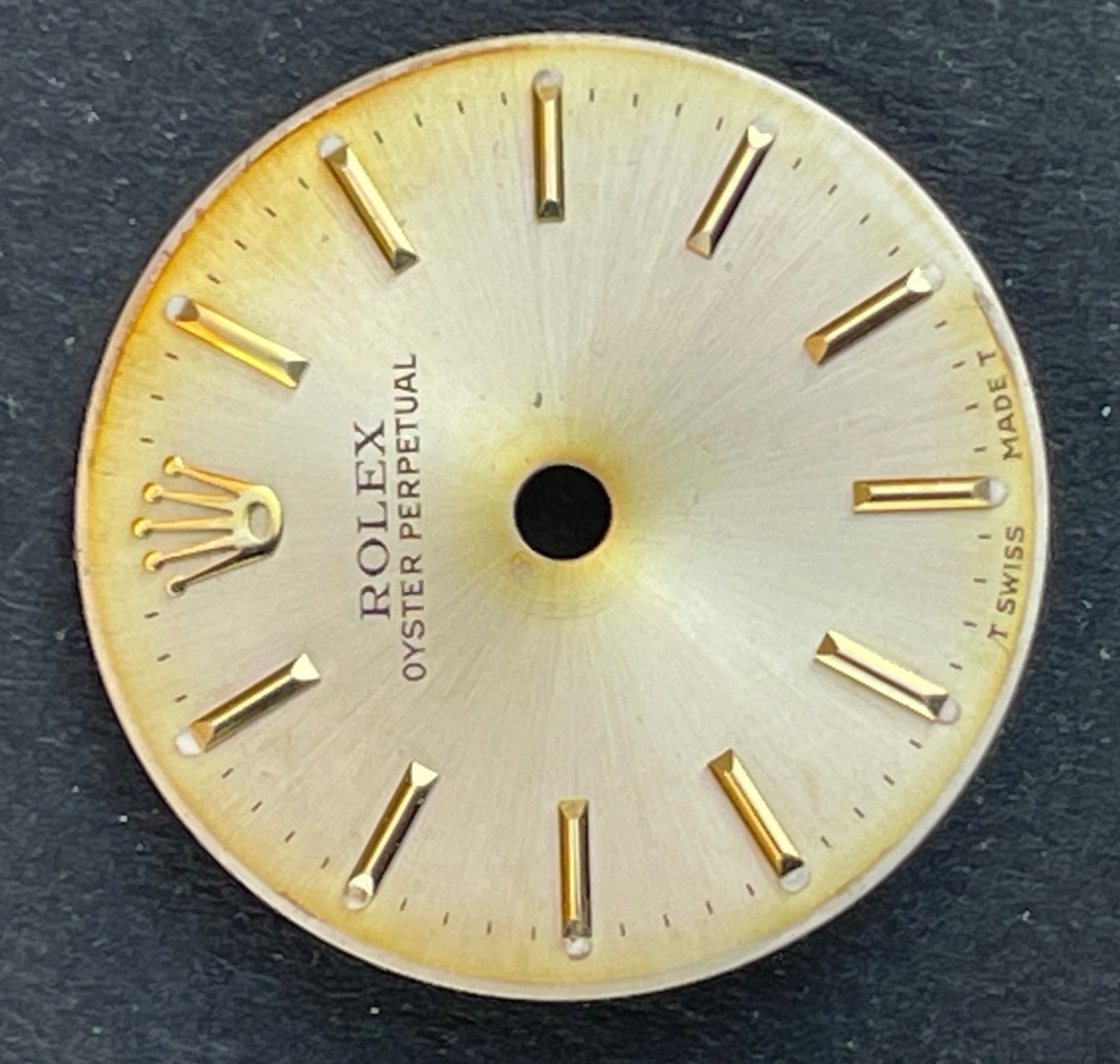 Vintage Rolex Ladies Oyster Perpetual Watch Dial For 24mm 6718 Champagne & Gold