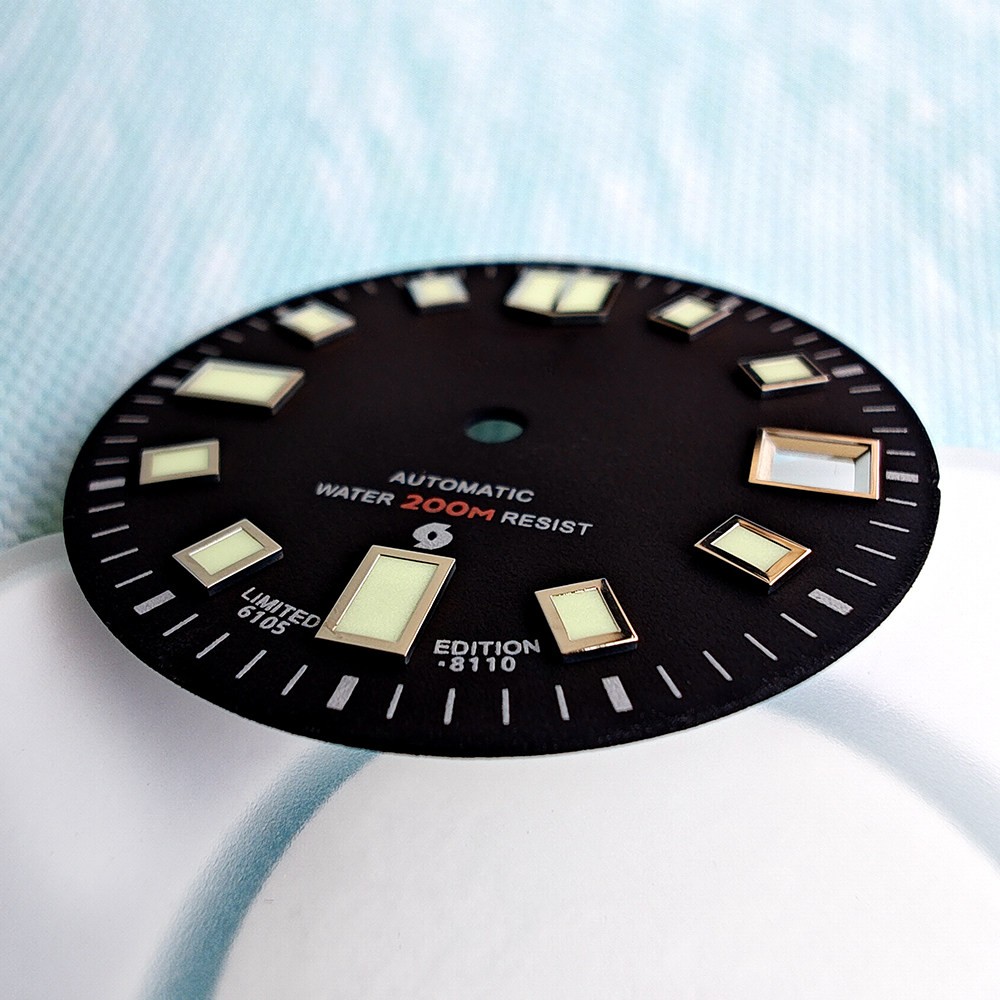 28.5mm dial with C3 luminescent coating, for NH35 dive watch modification