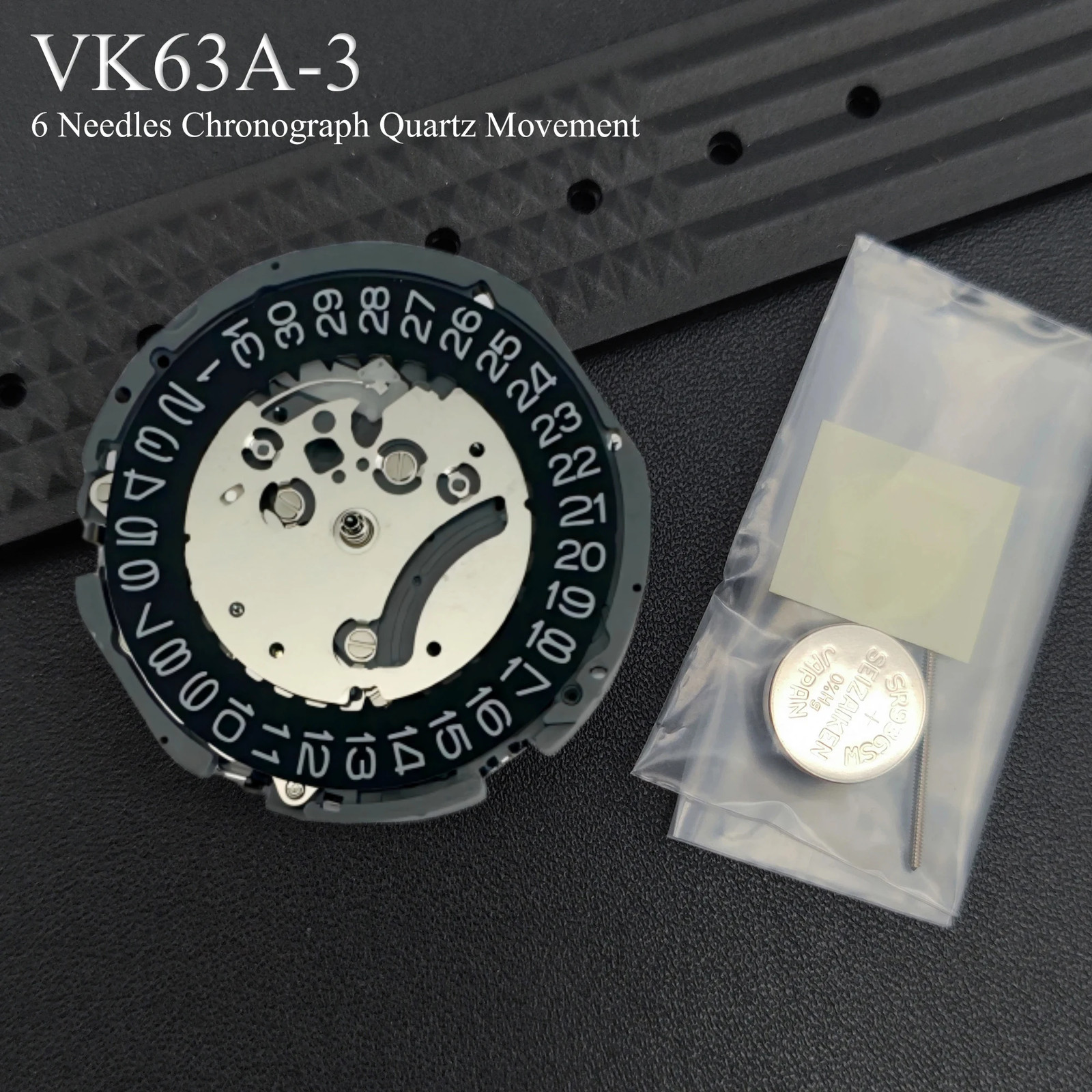 Japan Genuine VK63 VK63A Movement Black Date/Disc Wheel Version Mod Chronograph