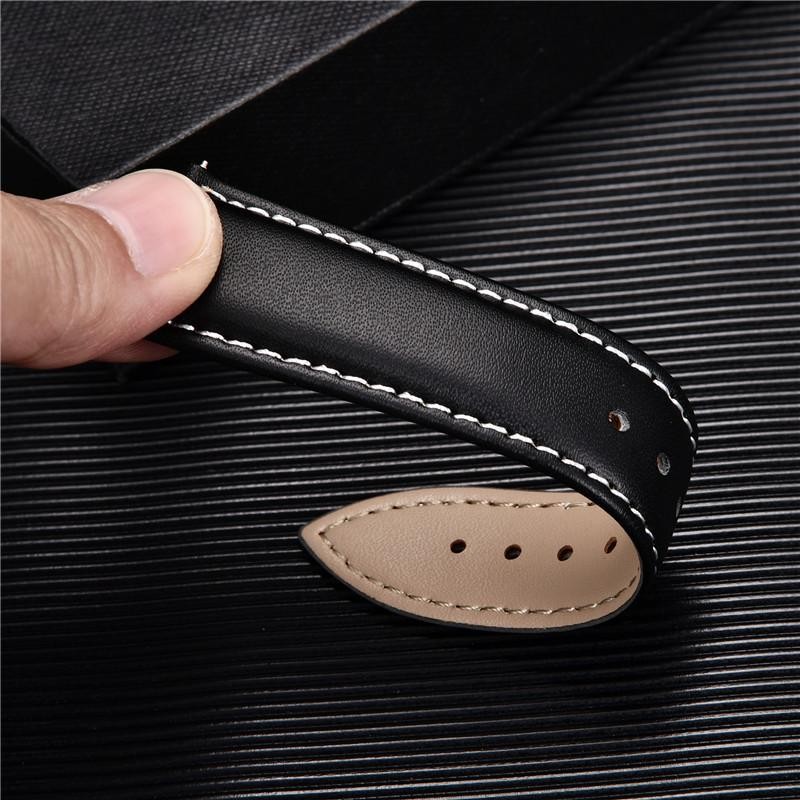Leather Watch Band 18mm 20mm 22mm 24mm Straps Stainless Steel Butterfly Buckle C