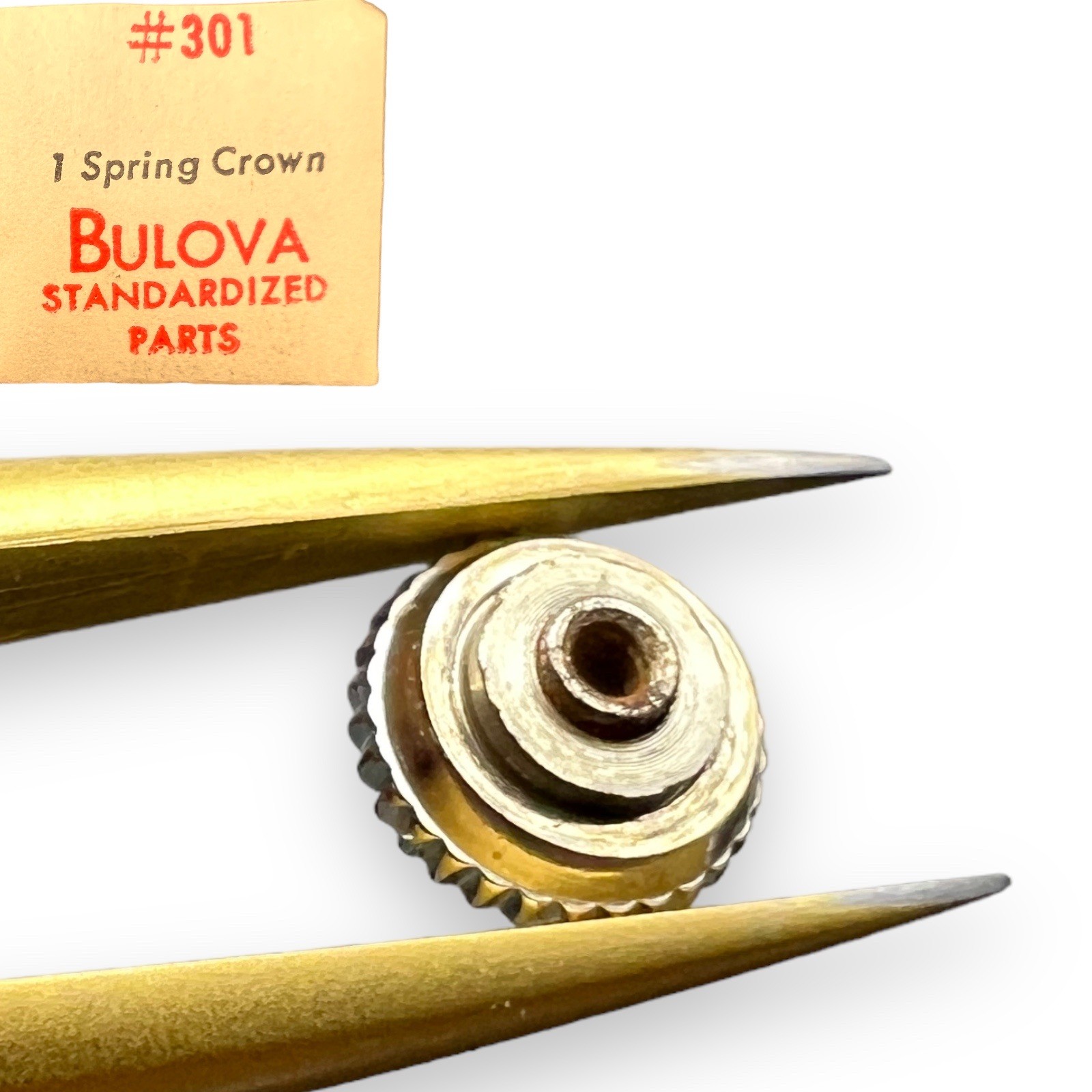 Bulova Spring Crown 301W 4.6mm Tap 10 White Fits Multiple Cal. See List NOS Read