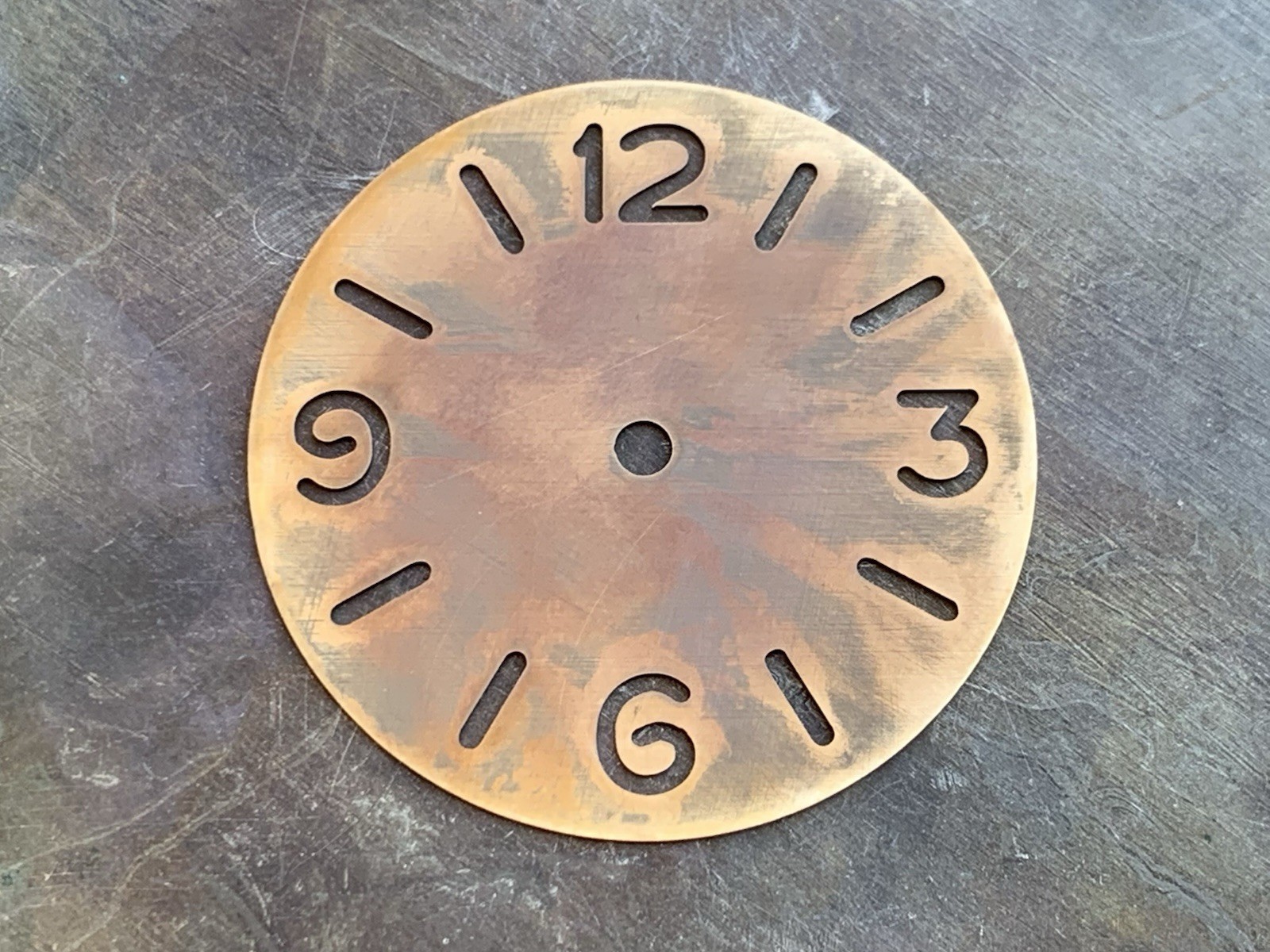 Skeleton / Ø 39 mm – watch dial , engraved / brass / oxidized