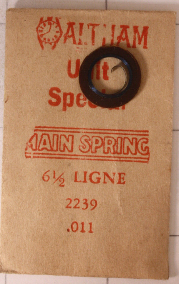 Waltham Watch Mainspring part # 2239 model 000 size 6 1/2 special