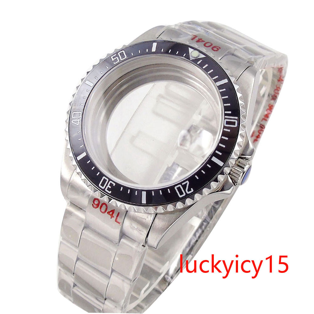 Bliger 38mm 40mm Mens Watch Case Fit NH35A Sapphire Glass Black Ceramic Bezel