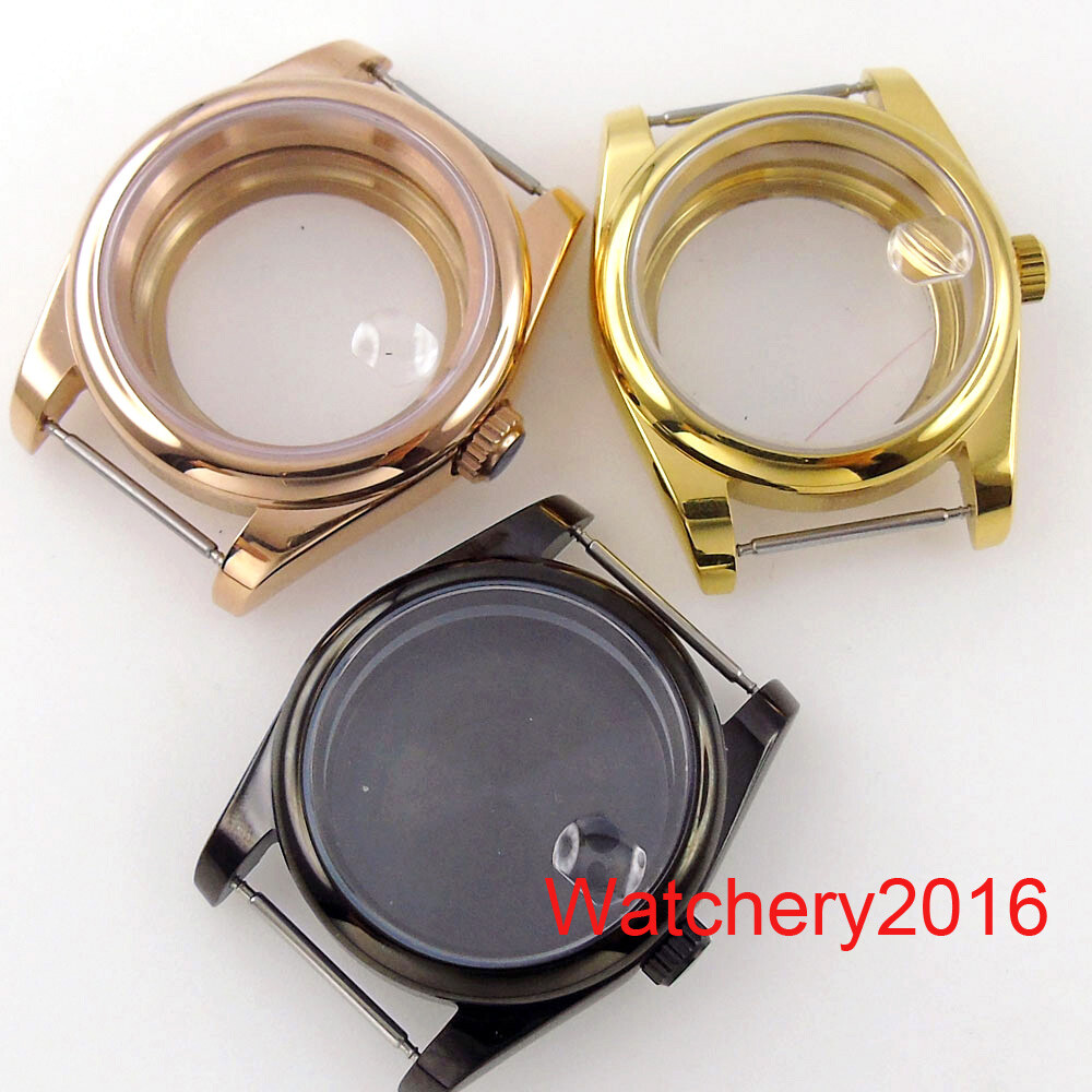 Rose Gold PVD 39mm 36mm Sapphire Glass Watch Case Fit NH35 NH36 Miyota 8215
