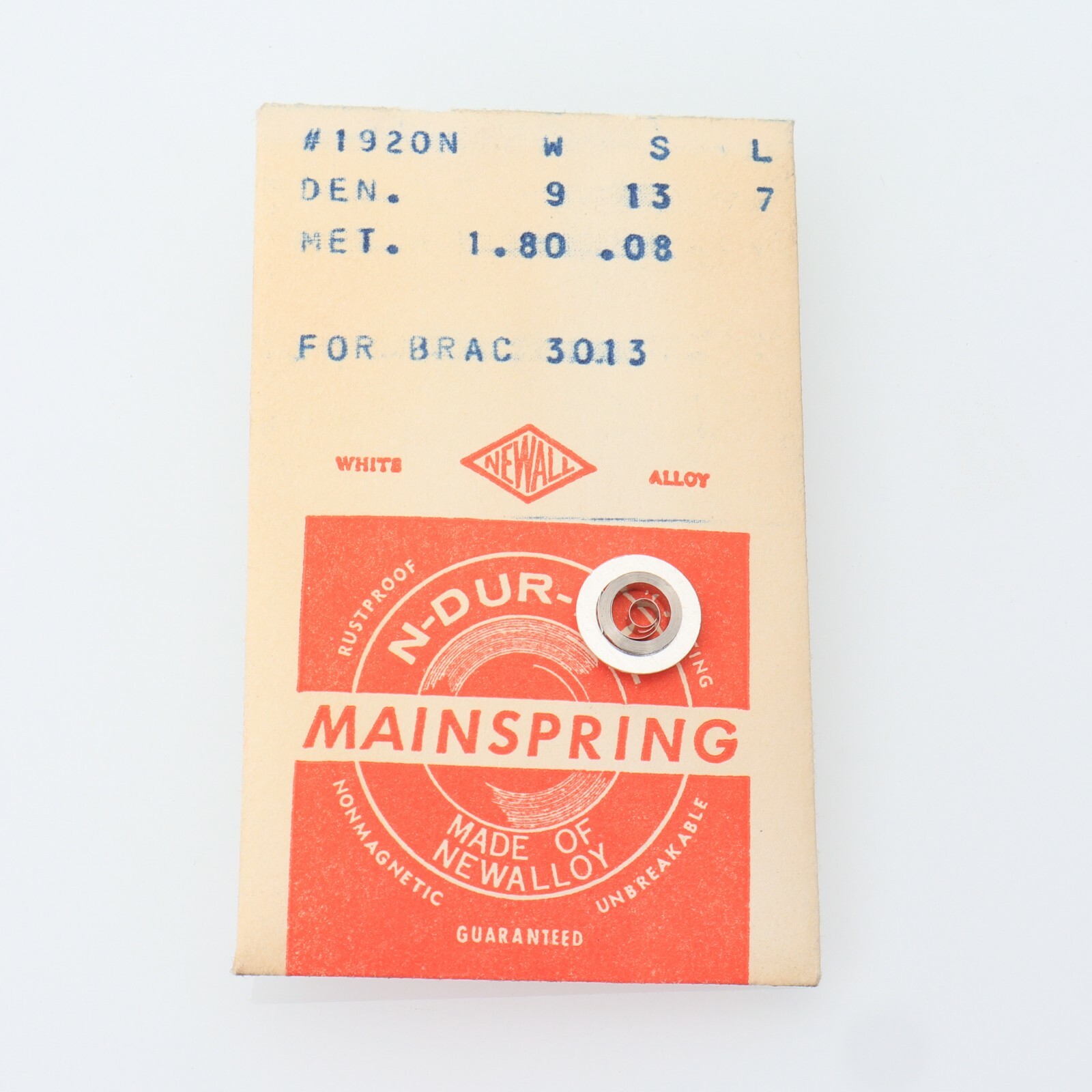 NOS N-Dur-All For Brac 3013 Mainspring Watch Part New Old Stock (G7D22)