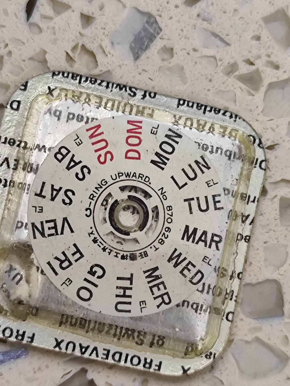 SEIKO 6309A /6119 /6106 Part Day Disk part Day 870 628 English / Italian NOS