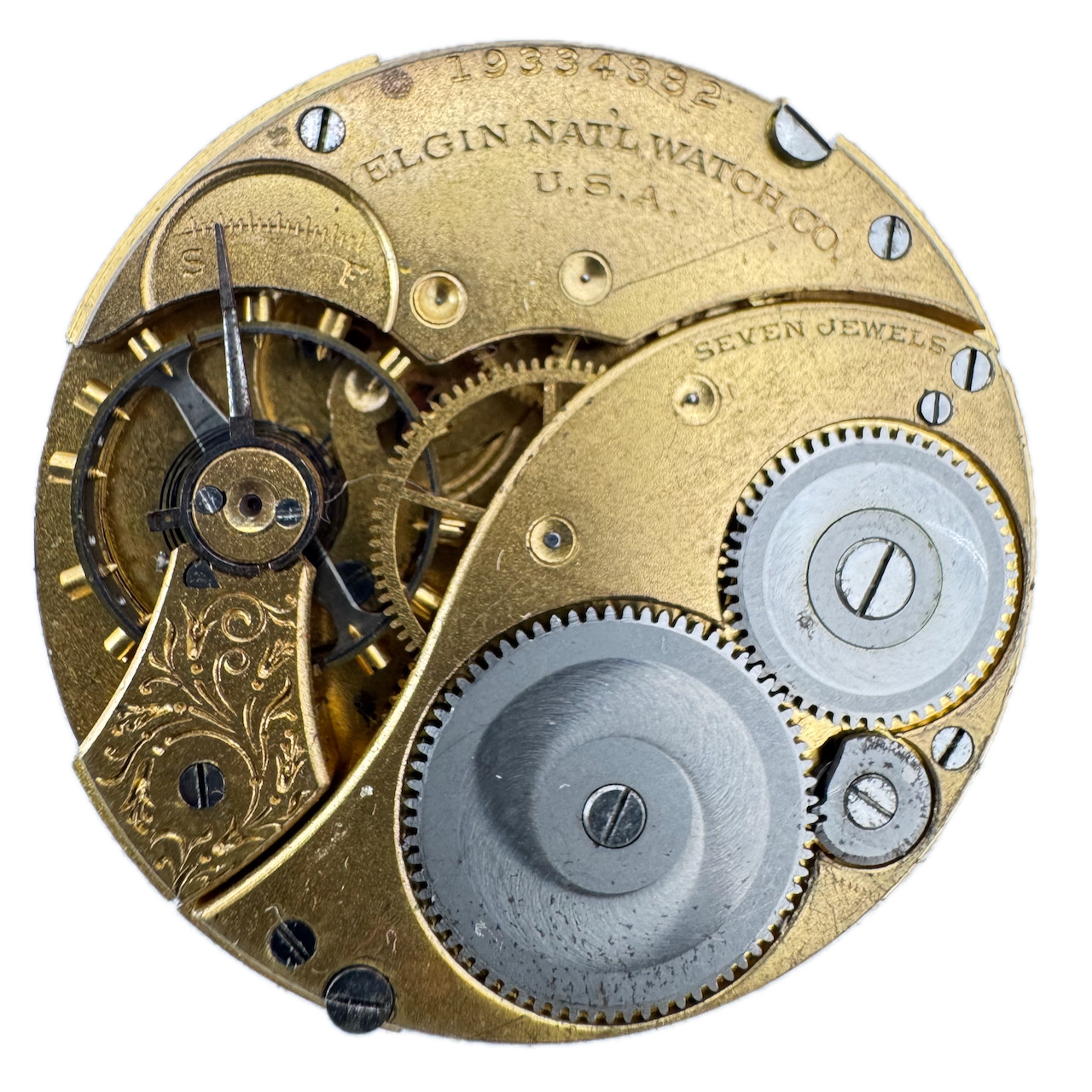 Antique 12s 1917 Elgin 7 Jewel Mechanical Hunter Pocket Watch Movement 310 USA