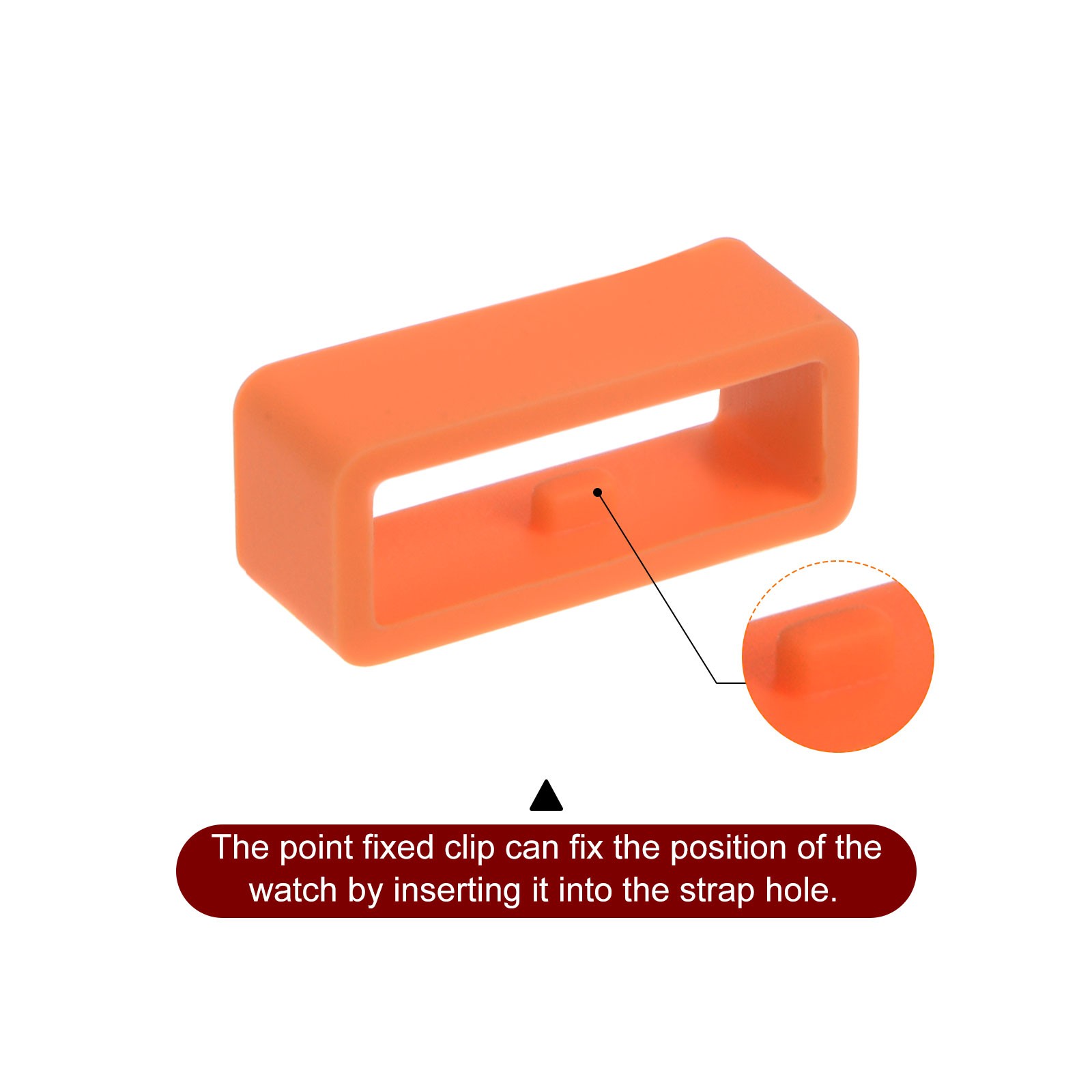 6pcs Watch Strap Circle Fixing Circle 16mm Rubber, Orange