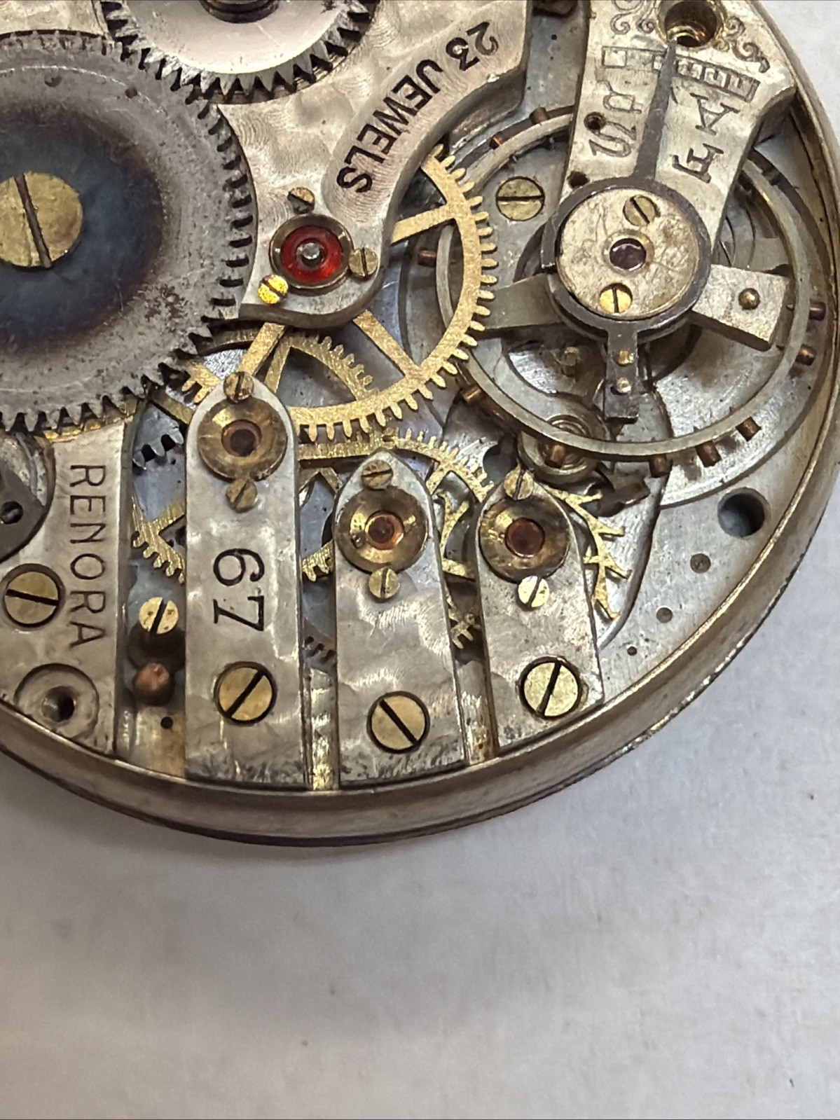 AE72 Fleurier Watch Co Pocket Watch Movement 23J Railroad Dial Vintage Untested