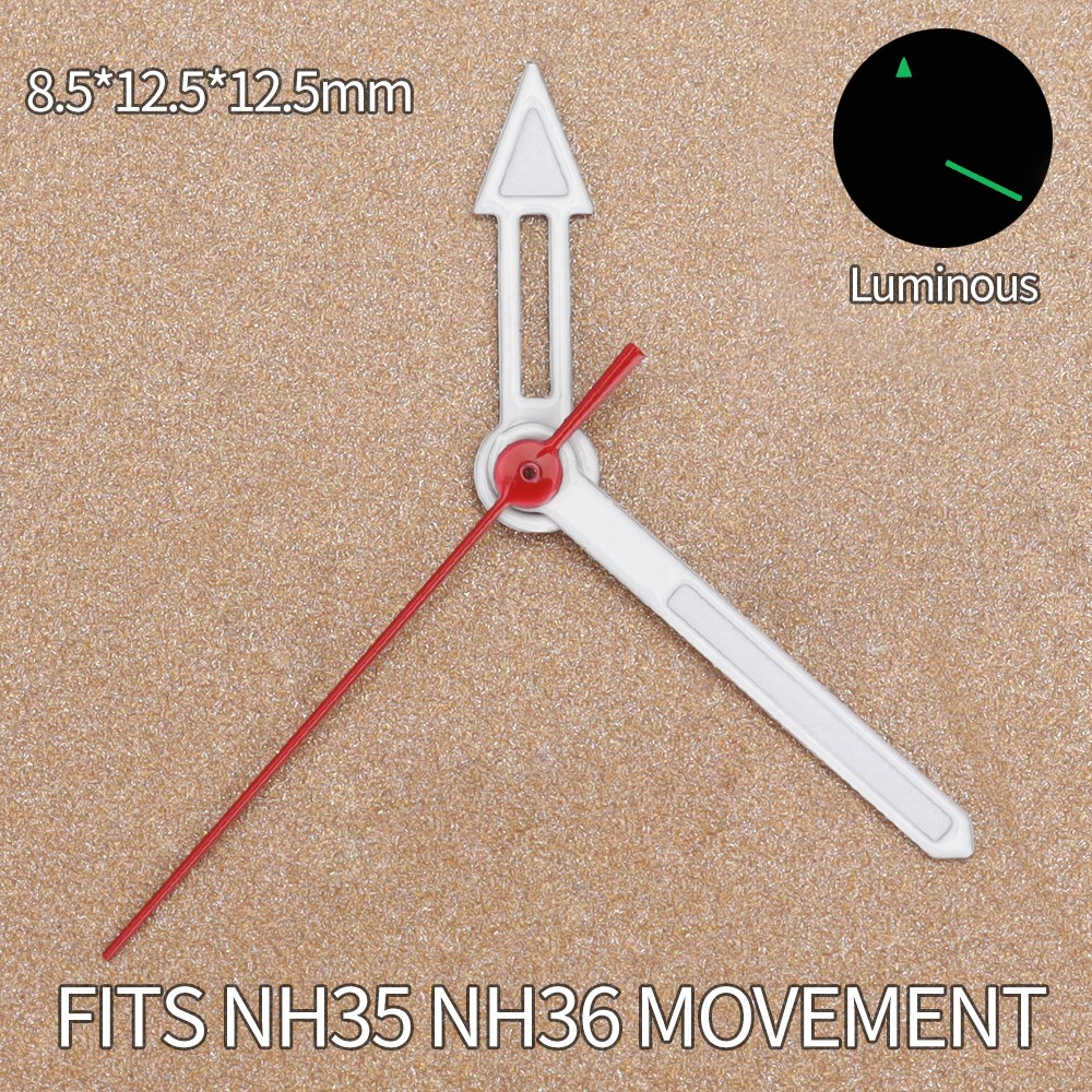 Multicolor Red/White Watch Hands Pointer C3 Luminous for Seiko NH35 36 Movement
