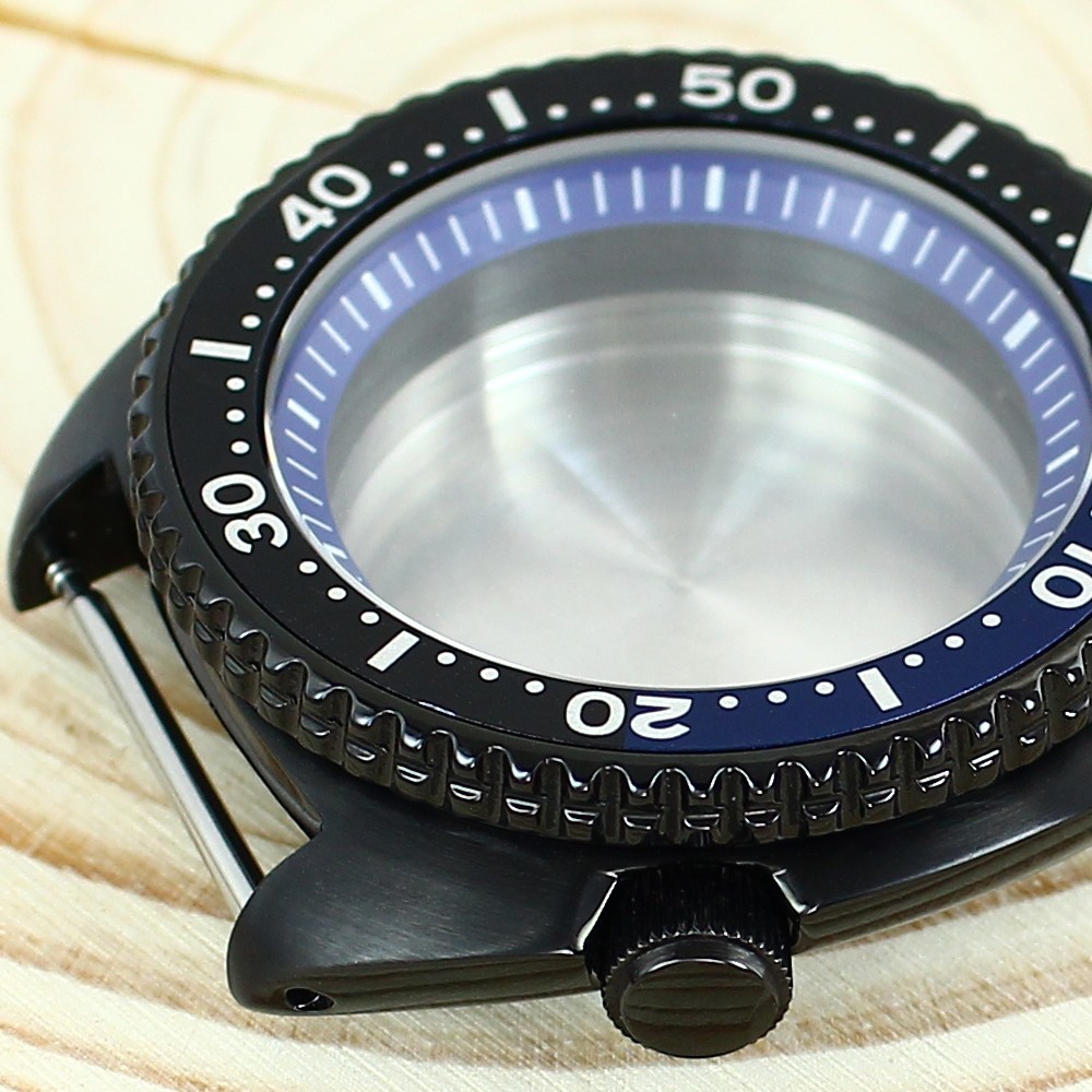 Sapphire 45mm Steel Black Watch Case Modify Seiko Turtle Mod For NH35 34 NH36 38