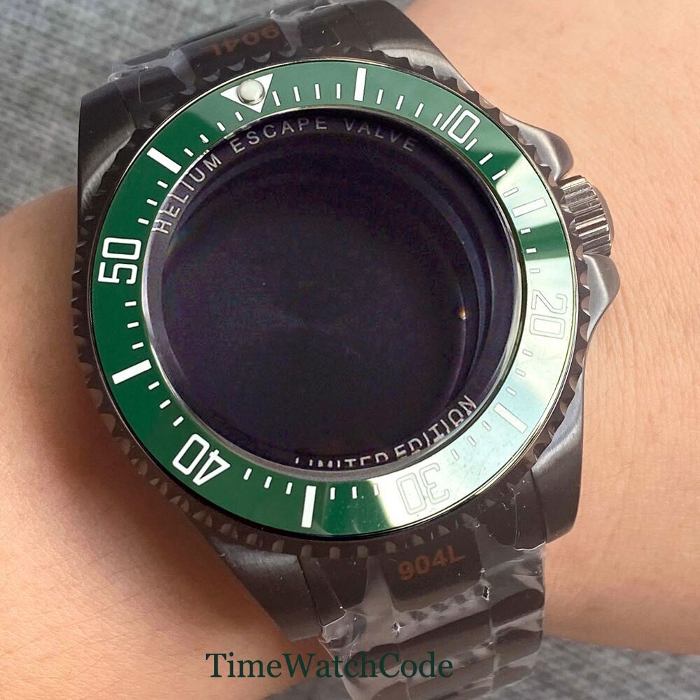 43mm PVD Black Watch Case Fit NH34 NH35 NH36 ETA2824 PT5000 Miyota8215 DG2813