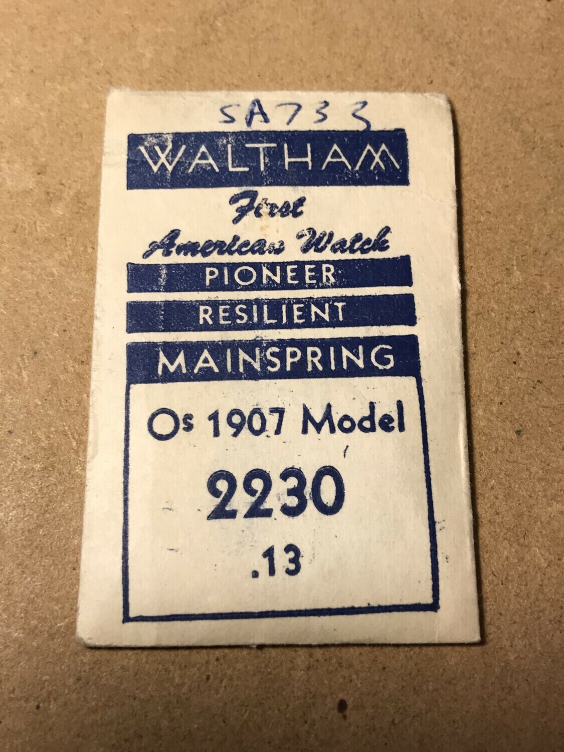 Waltham Factory Mainspring for 0s & 3/0s 1907 Model No. 2230 – Steel