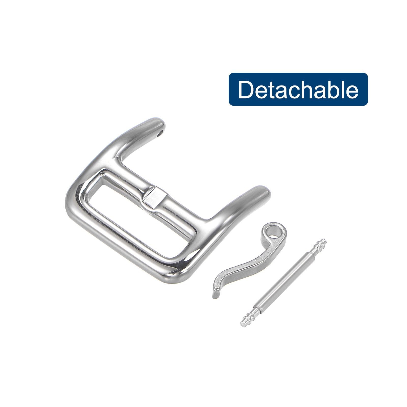 Watch SUS304 2 Pcs Silver Tone Buckle for 14mm Watch Bands with 4Pcs Spring Bar