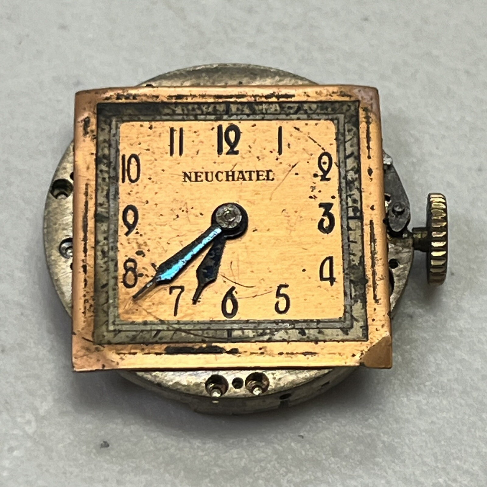Vintage Neuchatel Master Sutton Wrist Watch Face 6 Jewels Parts/Repair Only #409