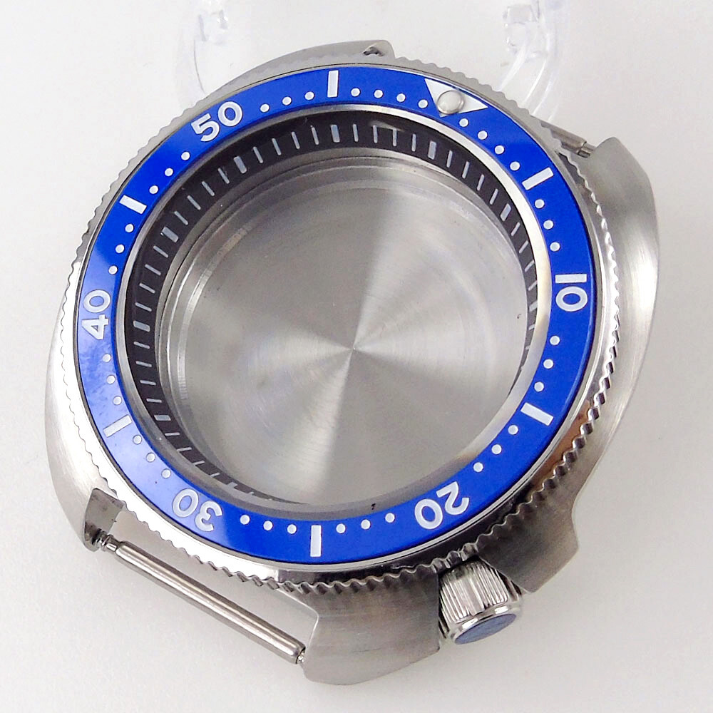 44mm Sapphire Glass Automatic Turtle Watch Case Fit NH35 NH36 4.1 o’clock crown